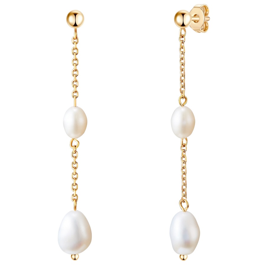Valero Pearls Ohrhänger aus Edelstahl in gelbgold mit Süßwasser-Zuchtperle 57,3 mm Damen
