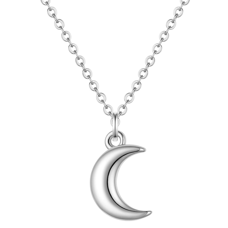 Lulu & Jane Halskette Mond aus Messing in silber mit Zirkonia 40,0 cm Basislänge + 7,0 Verlängerung Damen