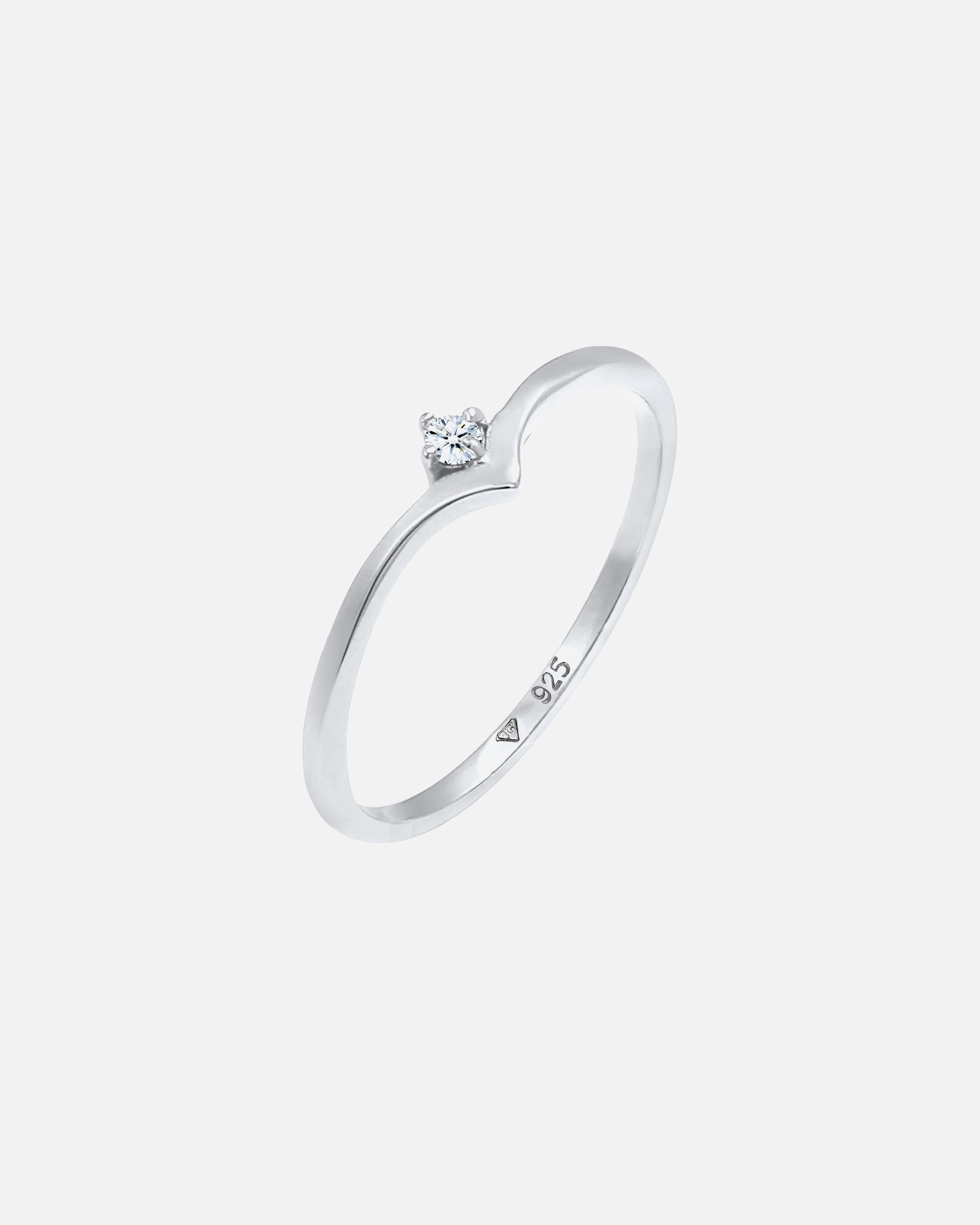 Ring für Weiblich Elli DIAMONDS Solitär Diamant (0.03 ct.) V-Form 925 Silber 56