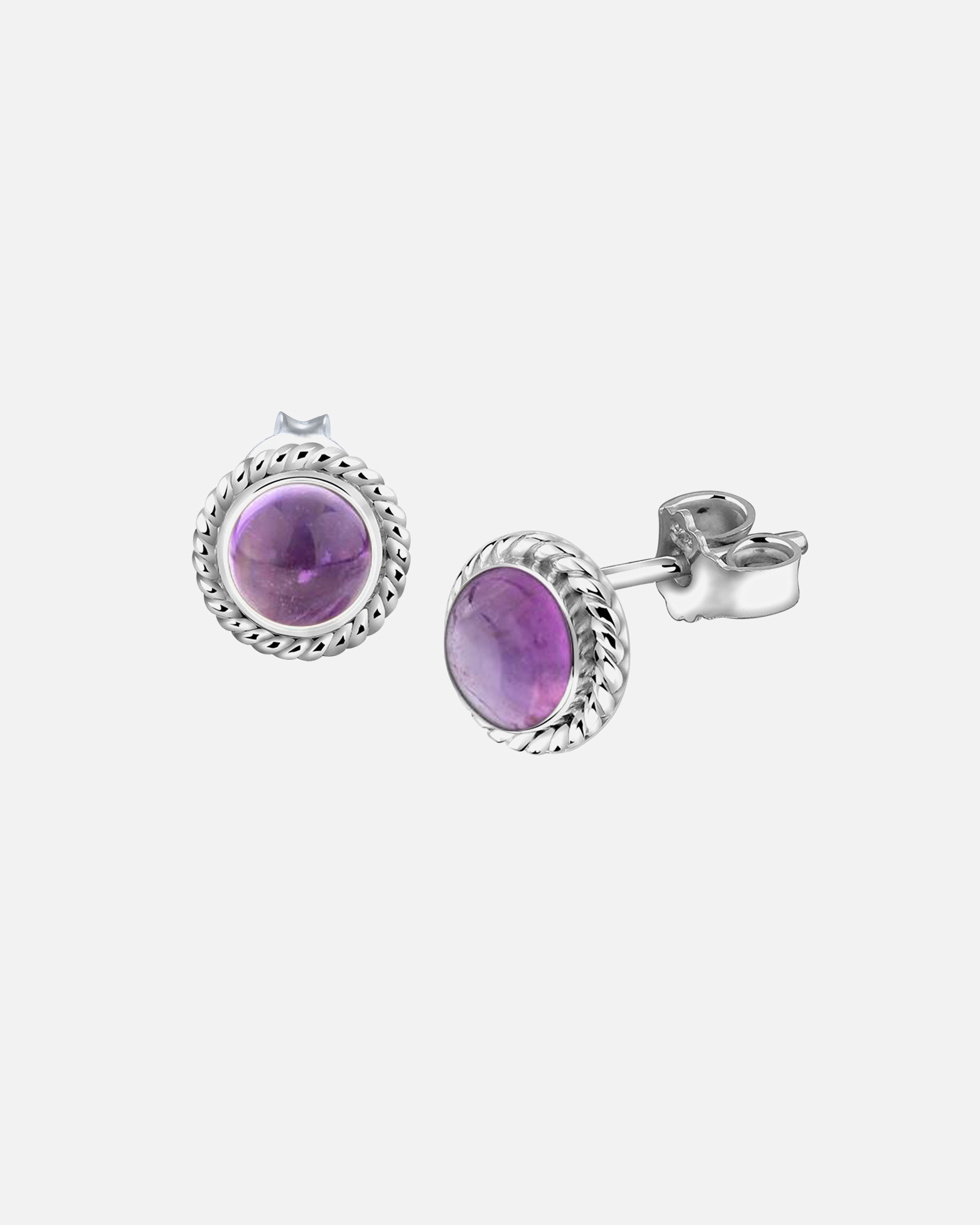 Ohrringe für Weiblich Nenalina Nenalina Kolczyki Ohrstecker Amethyst Geburtsstein Februar 925 Silber Fioletowy