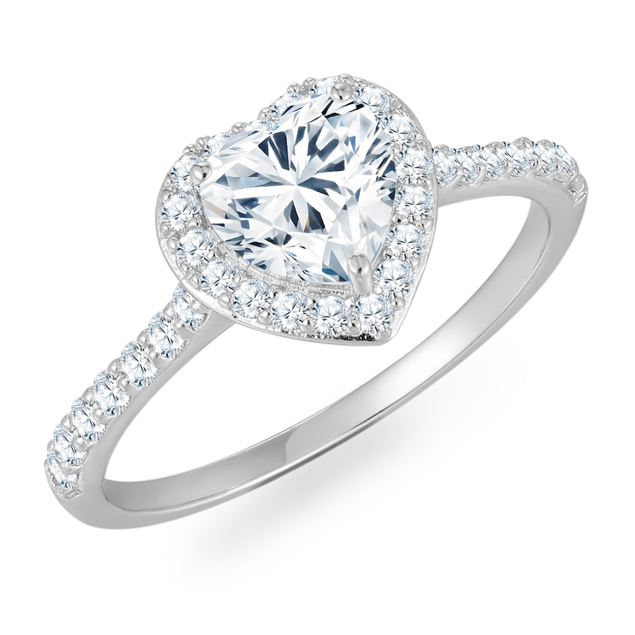 Trilani Ring Herz aus Sterling Silber in silber mit Zirkonia 50 Damen