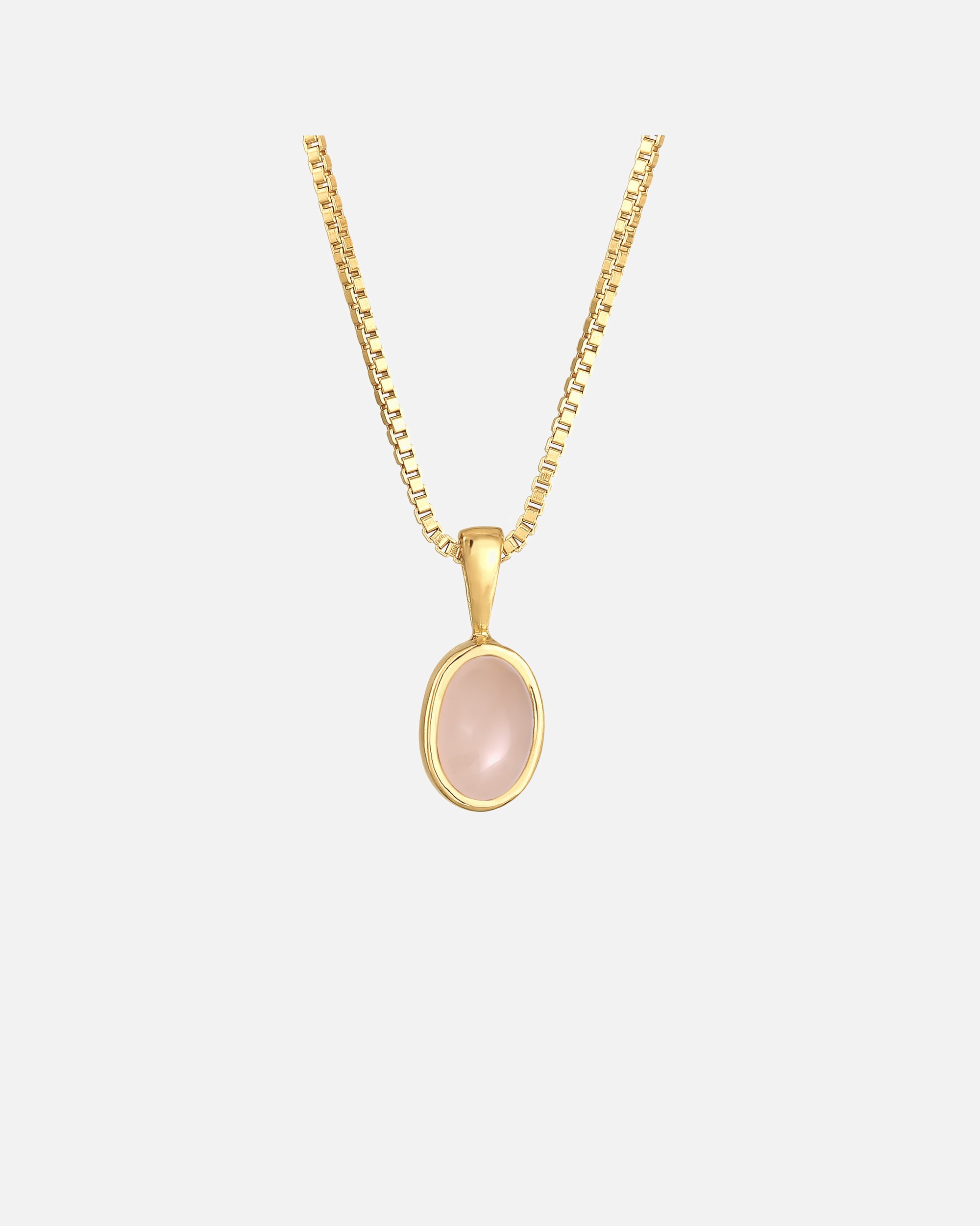 Halskette für Weiblich Elli PREMIUM Basic Rosa Quarz Edelstein 925 Sterling Silber goldfarben