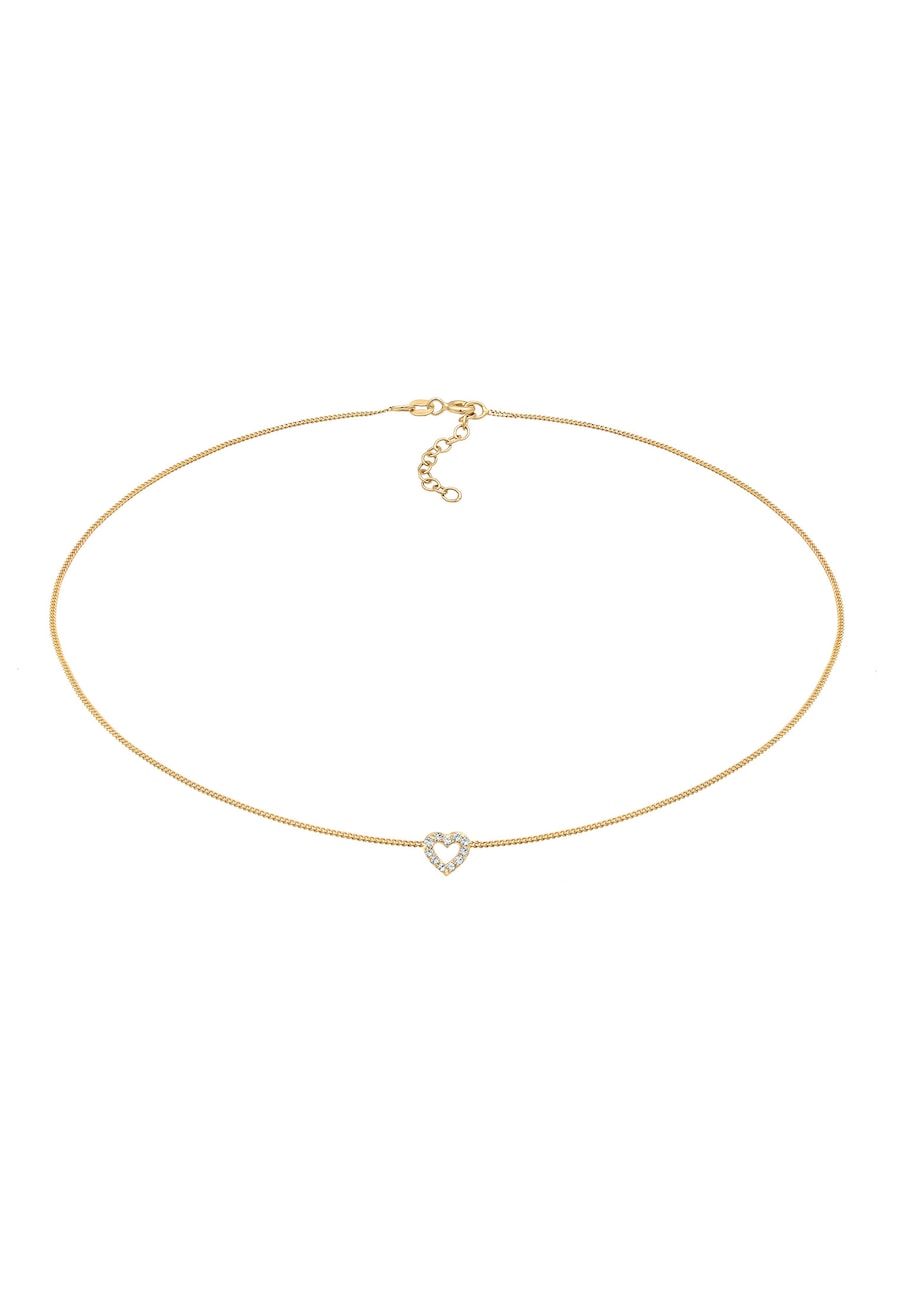 Elli Choker Herz 925 Silber, mit Kristallen von Swarovski goldfarben Damen