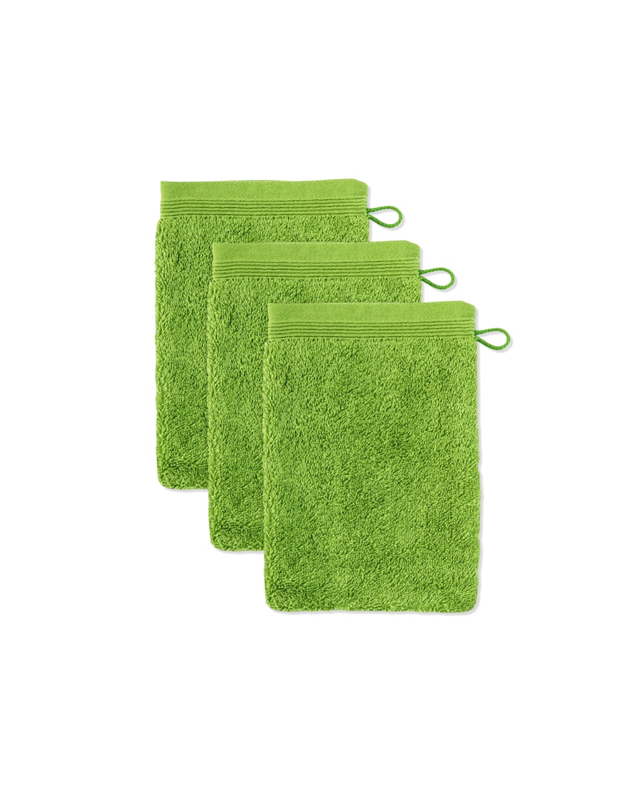 Möve Waschhandschuh Superwuschel 3er Pack peridot