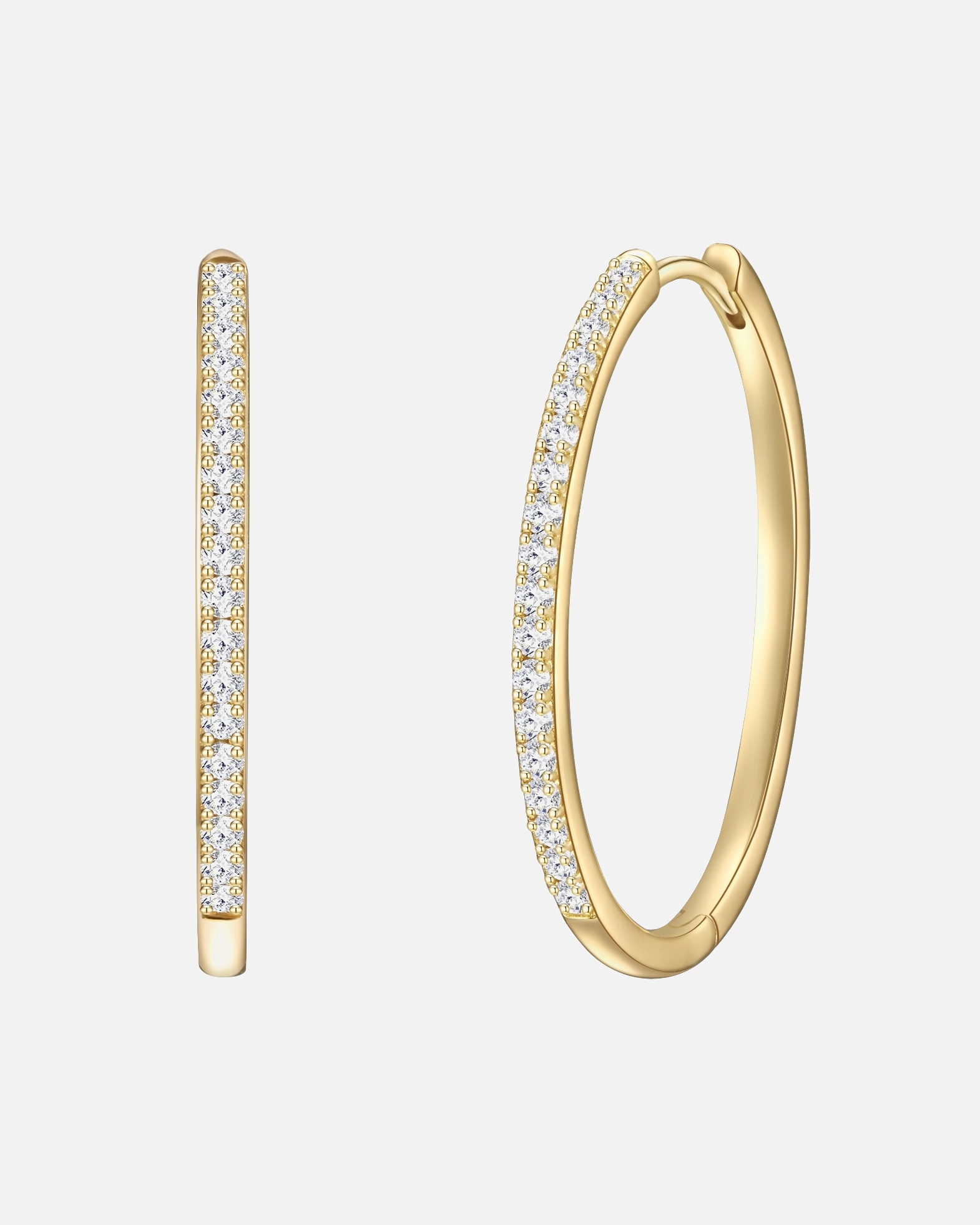 Creolen für Weiblich Glanzstücke München Creolen aus Sterling Silber in gelbgold mit Zirkonia 33,5 mm