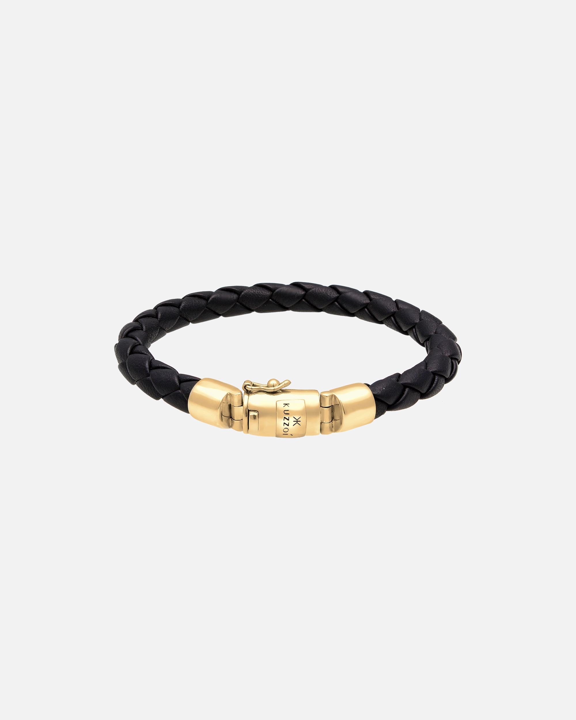 Armband für Männlich KUZZOI Herren Leder Geflochten Kastenverschluss 925 Silber 21
