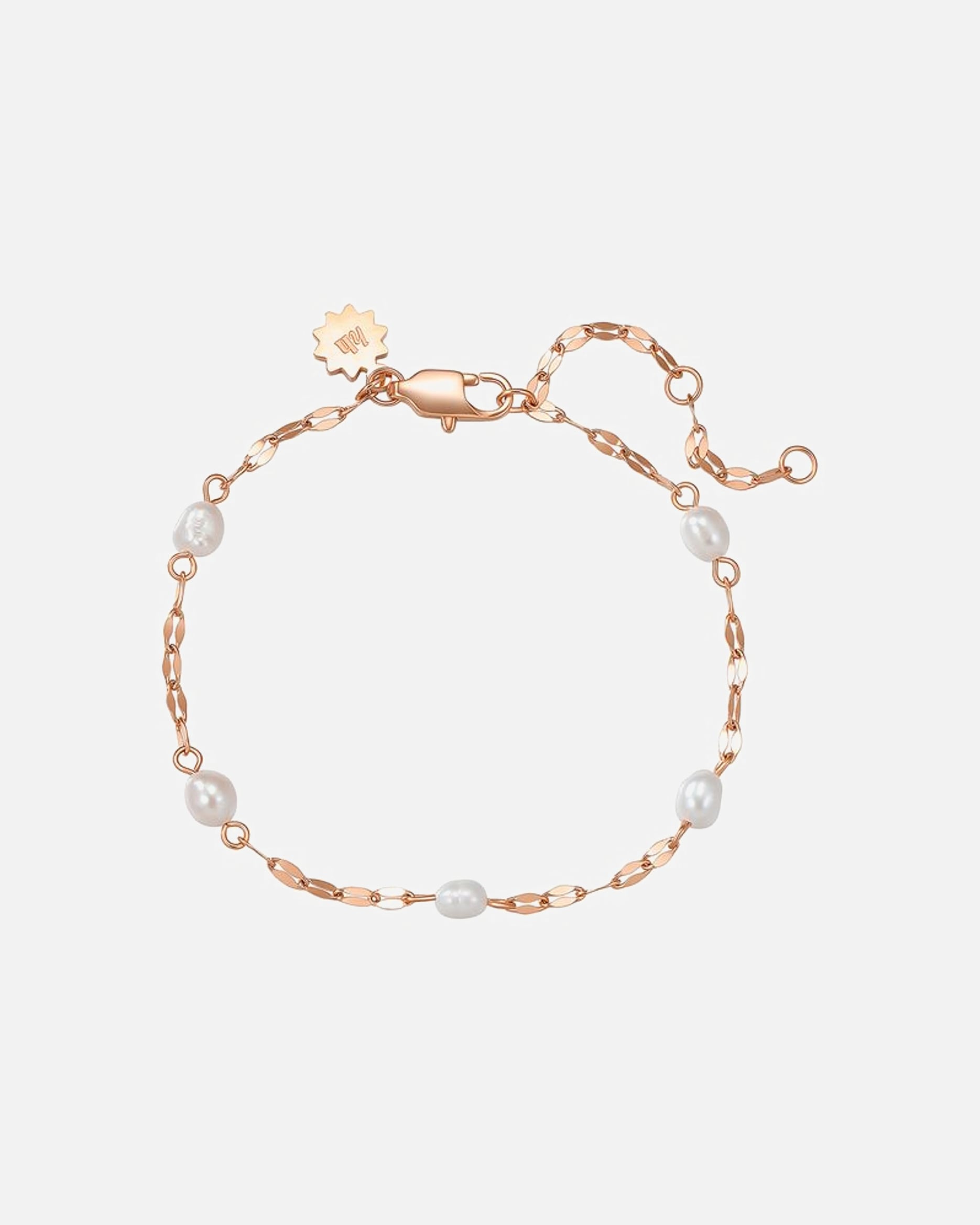 Armband für Weiblich Hey Happiness Default Brand Line Perlen Rolo Armband – Edelstahl Armband – wasserfest Roségold