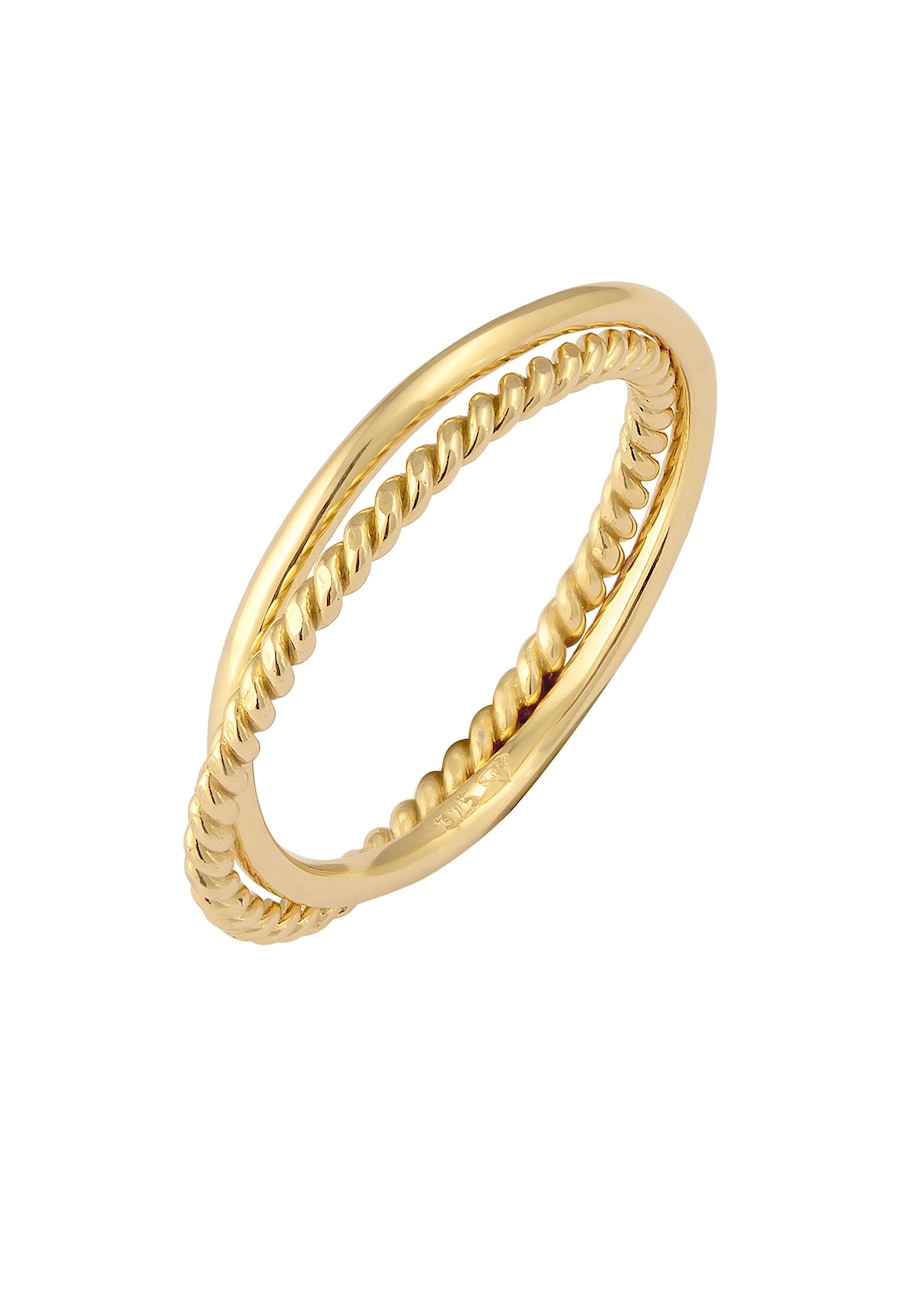 Elli PREMIUM Wickelring Klassik Fein Gedreht 375 Gelbgold 54 Damen