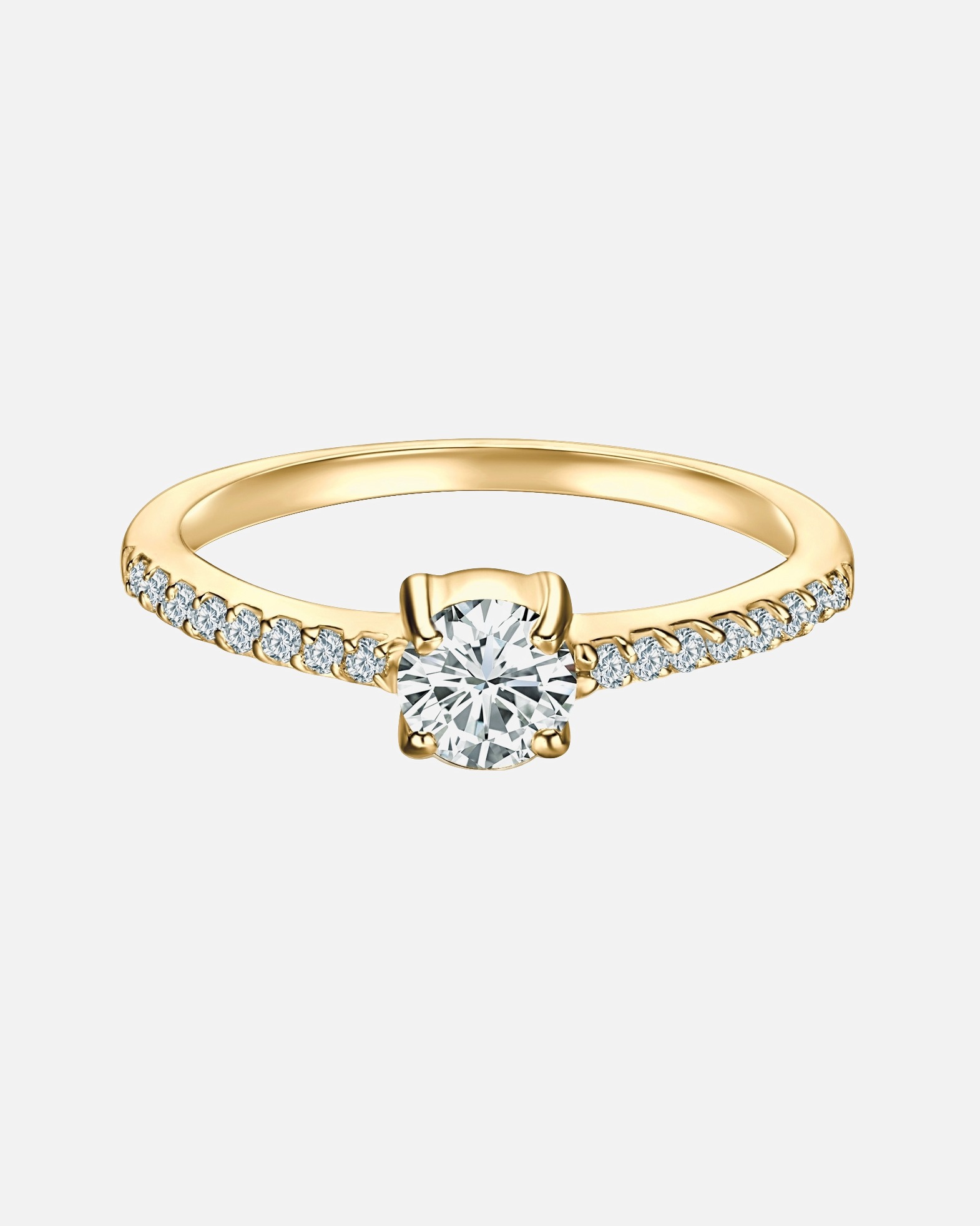 Ring für Weiblich Trilani Solitärring aus Sterling Silber in Gelbgold mit Zirkonia 54