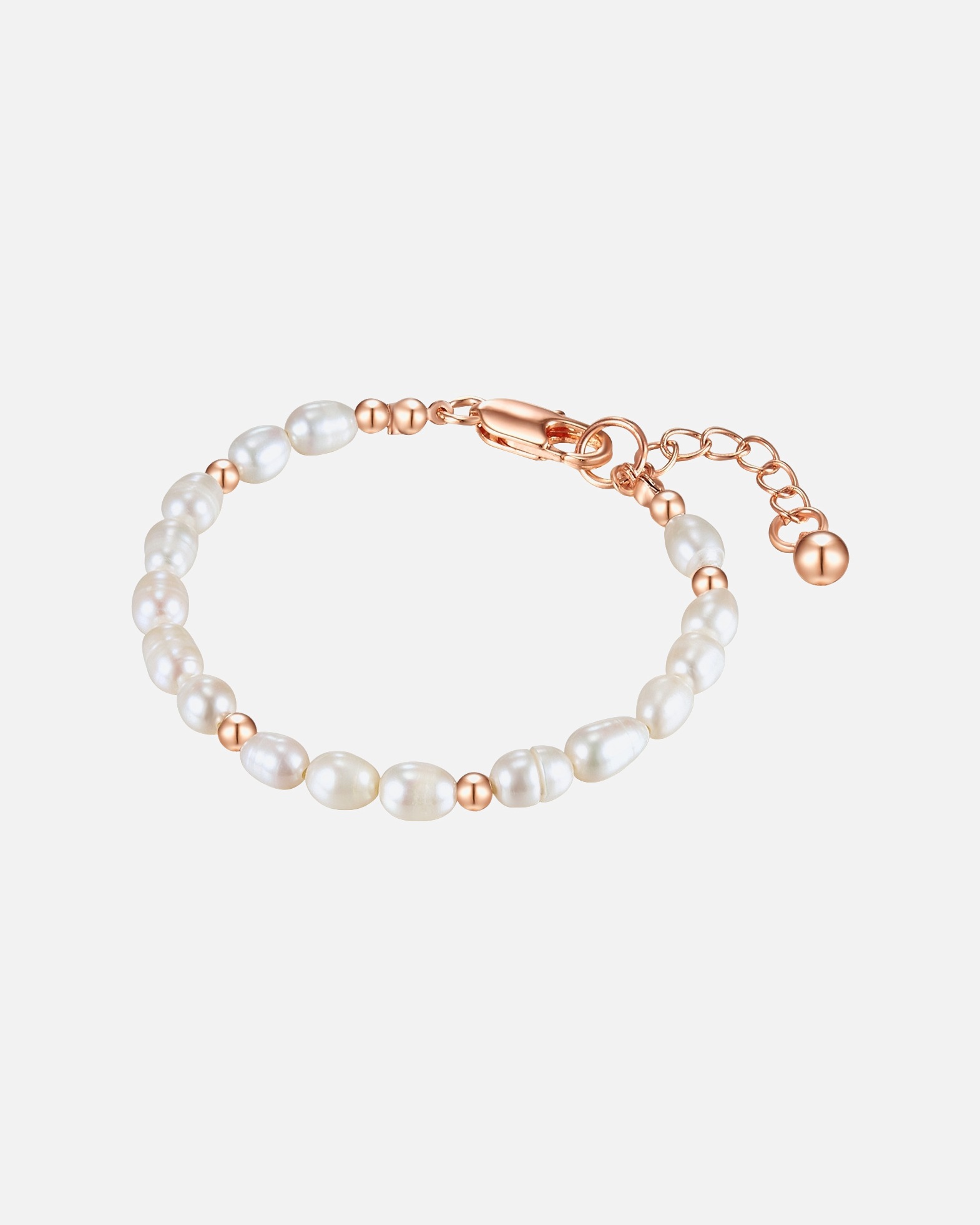 Armband für Weiblich Lulu & Jane Perlen-Armband Messing Süßwasser-Zuchtperle in Roségold 19,5 cm Basislänge + 5,0 cm Verlängerung