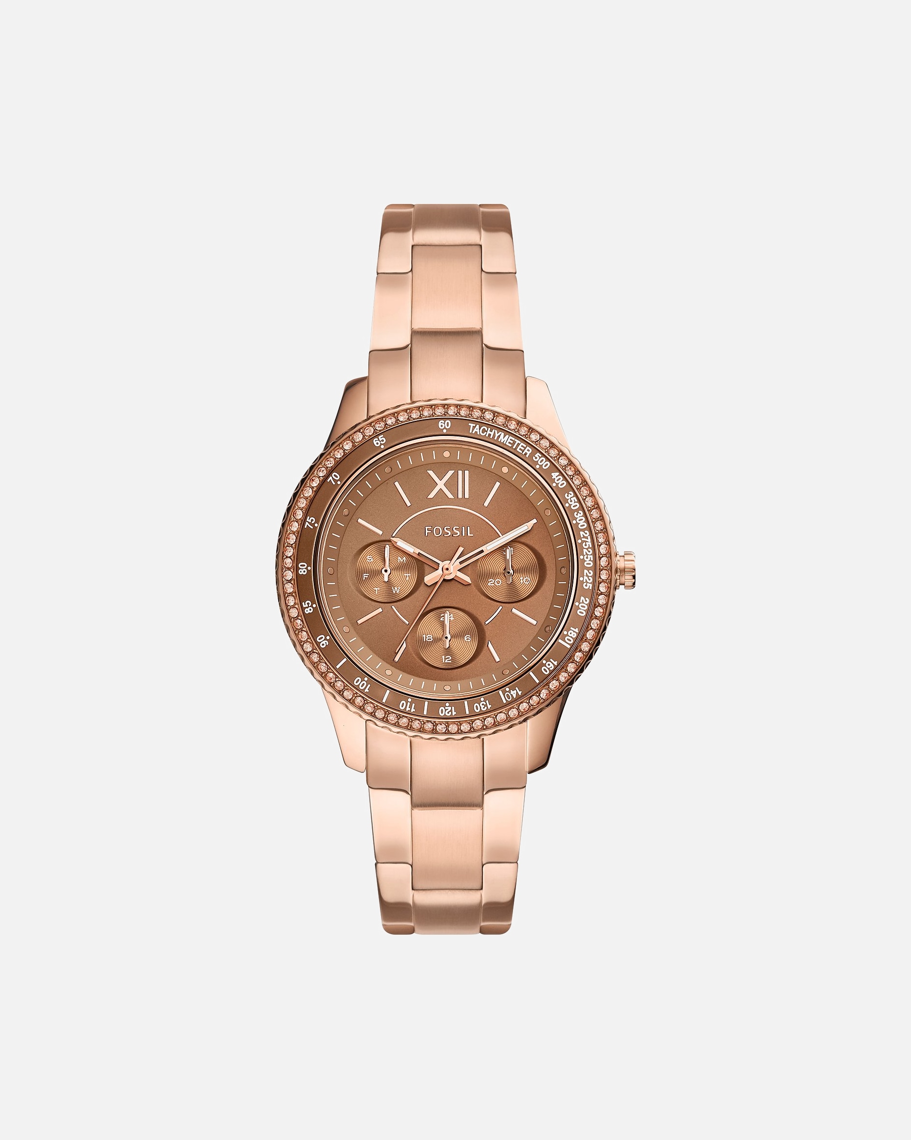 Uhr für Weiblich Fossil Damenuhr Edelstahl braun, roségold