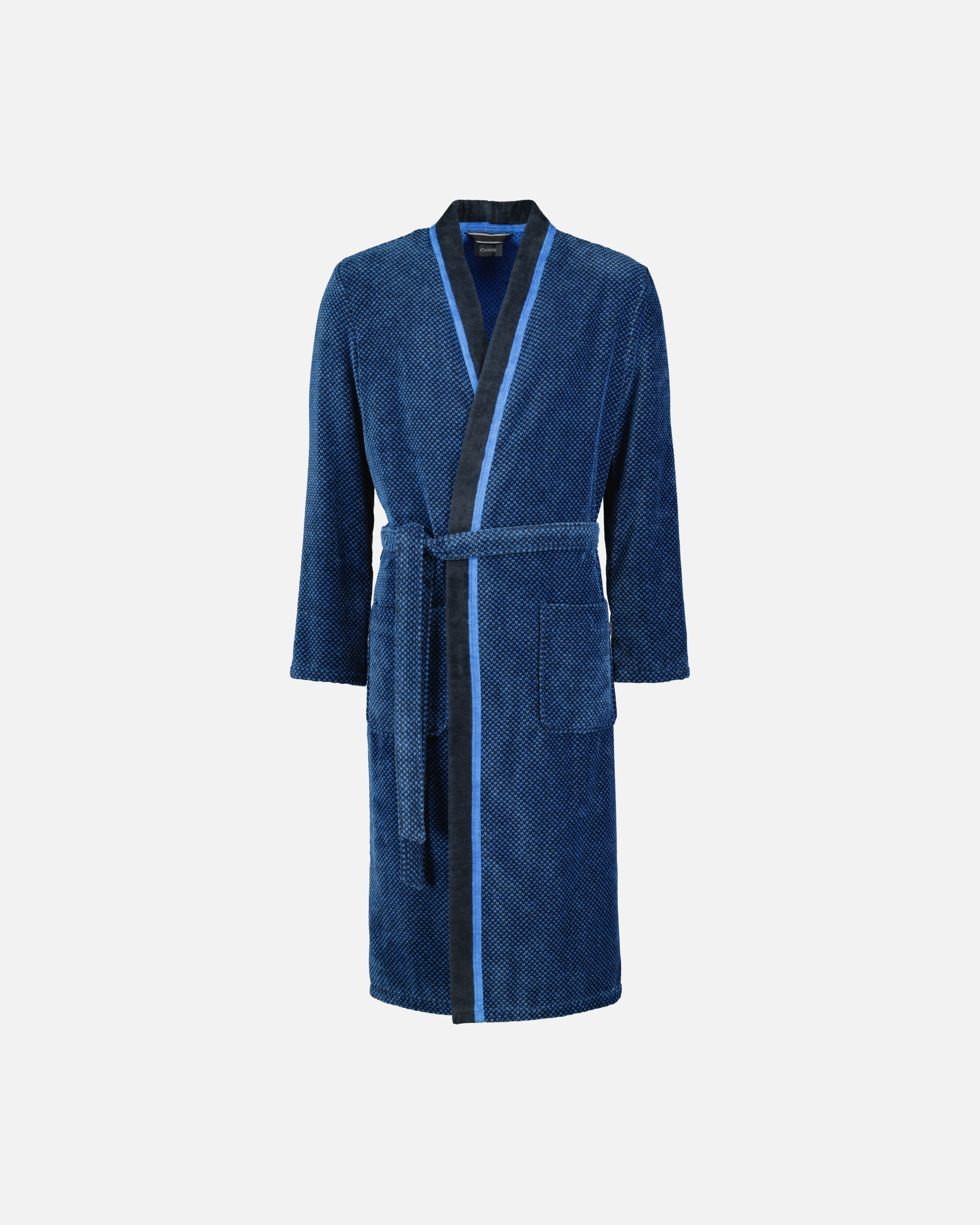 Bademantel für Männlich Cawö Cawö Bademäntel Herren Kimono 4839 blau-schwarz - 19 L