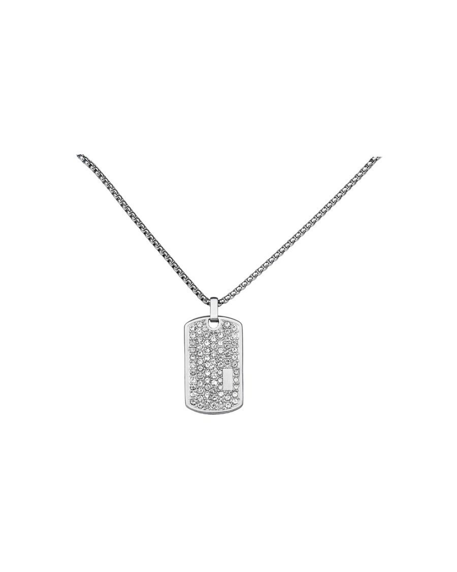 GT Collection Kette mit Anhänger 'Rectangle Pendant' silver Grau Herren