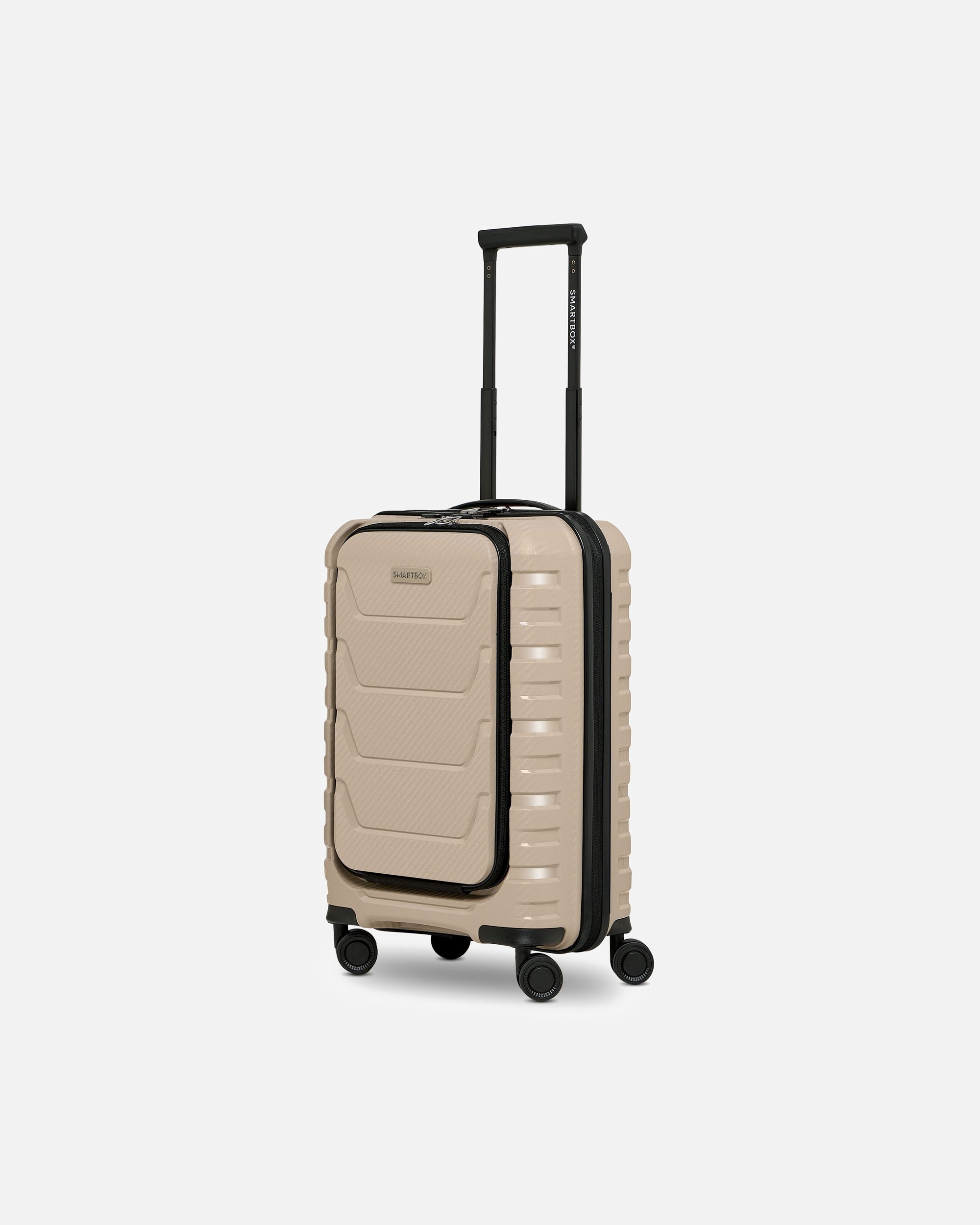 Handgepäckkoffer für Männlich Smartbox Default Brand Line Edition 01 4 Rollen Kabinentrolley 55 cm Laptopfach beige