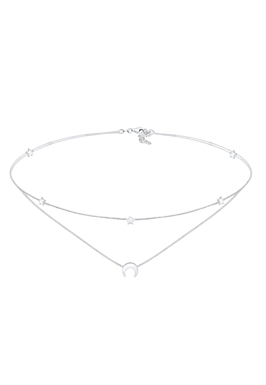 Elli Layer Choker Astro Halbmond Sterne 925 Silber silberfarben Damen
