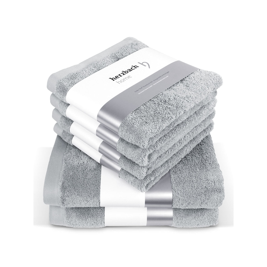 Herzbach Home Handtuchset Pura 6-teilig einfarbig Silbergrau