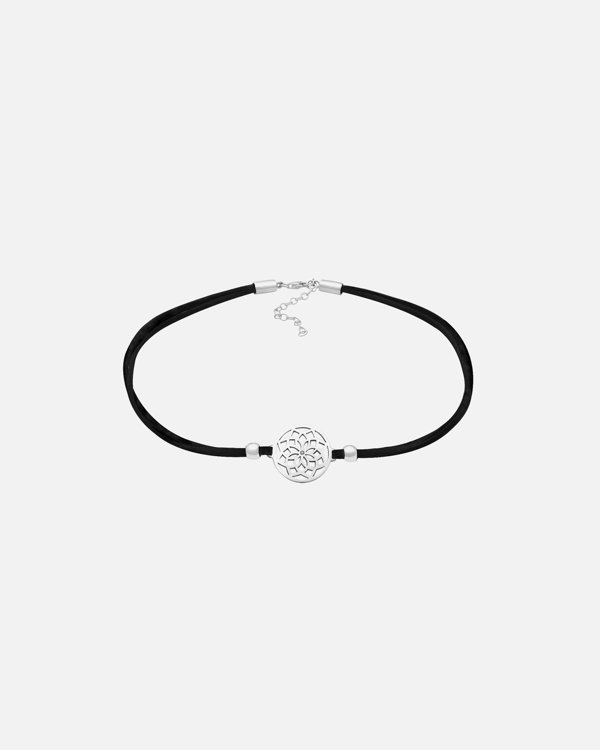 Halskette für Weiblich Elli Choker Blume des Lebens Textilband 925 Silber 32
