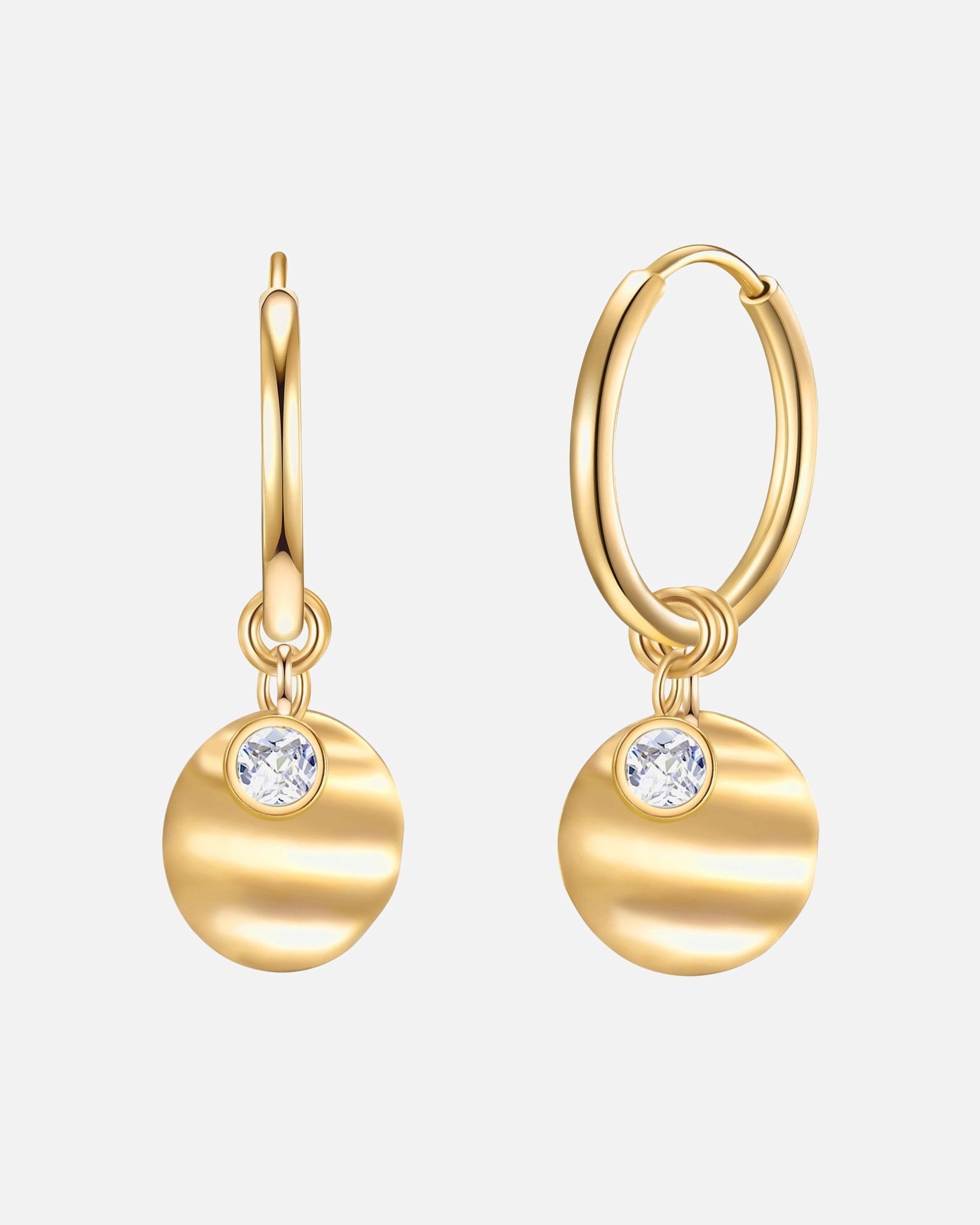Creolen für Weiblich Eastside Creolen Edelstahl Zirkonia in Gelbgold 10,2/8,3 mm
