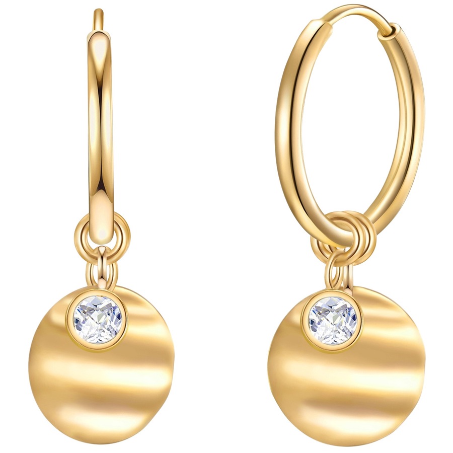 Eastside Creolen Edelstahl Zirkonia in Gelbgold 10,2/8,3 mm Damen