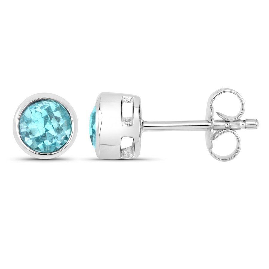Vira Jewels Ohrstecker 925/- Sterling Silber Apatit blau 1ct. weiß Damen