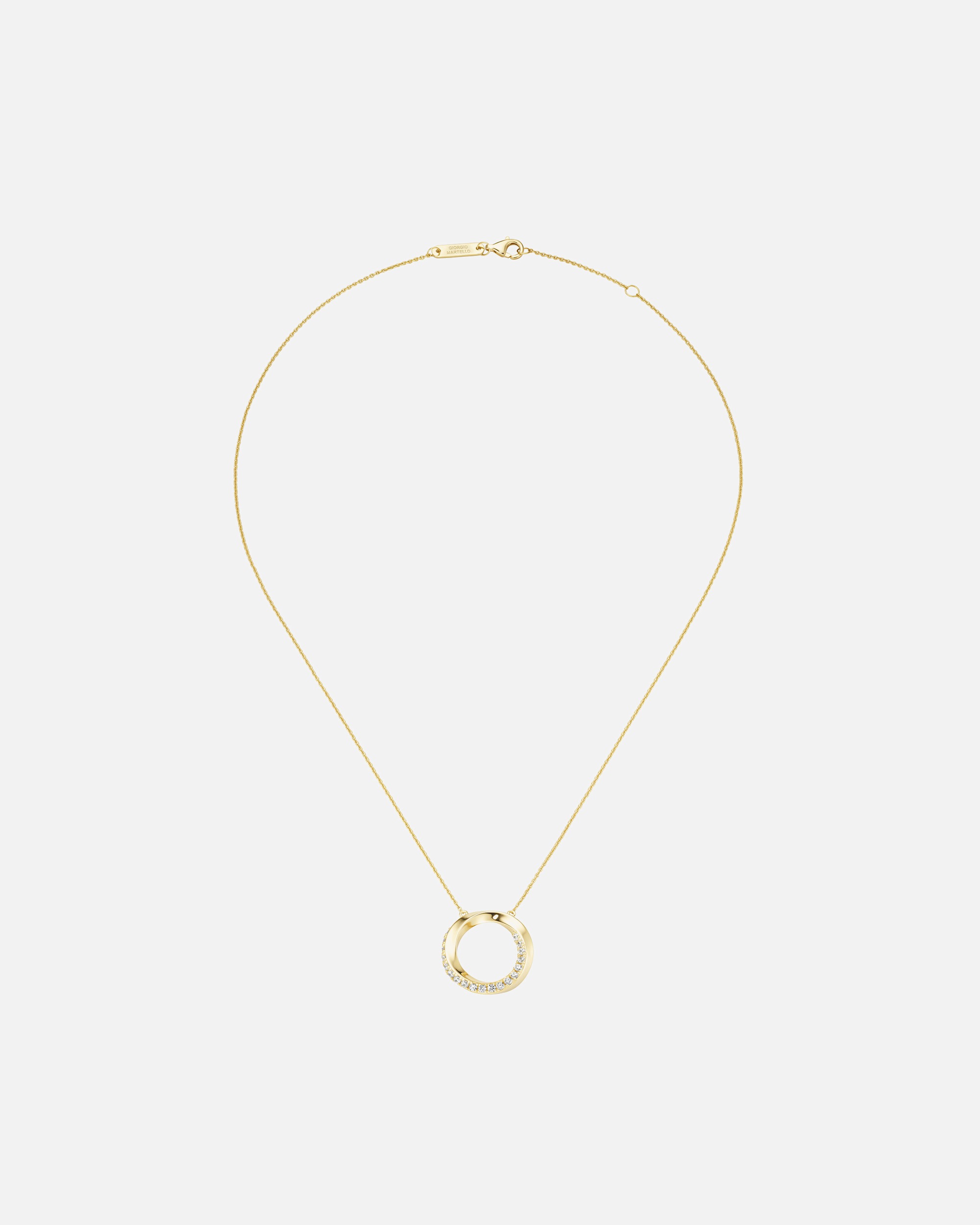 Halskette für Unisex Giorgio Martello Milano Collier Mittelteil rund, gedreht, mit weißen Zirkonia, Silber 925 Gold