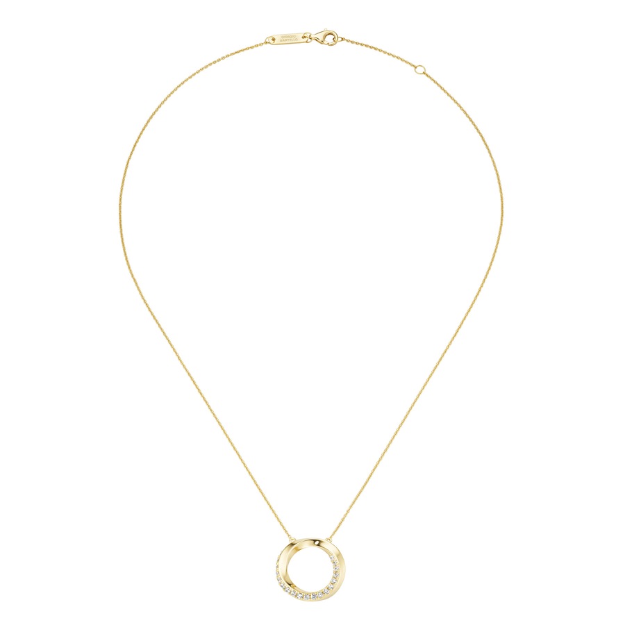 Giorgio Martello Milano Collier Mittelteil rund, gedreht, mit weißen Zirkonia, Silber 925 Gold