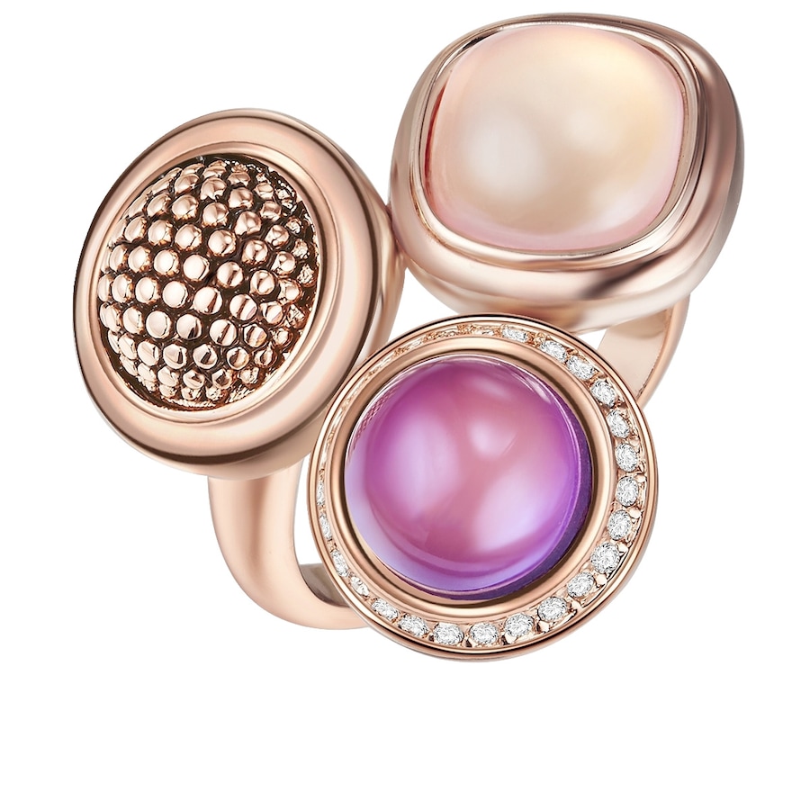 Lulu & Jane Ring Metall-Legierung Glas in Roségold 60 Damen