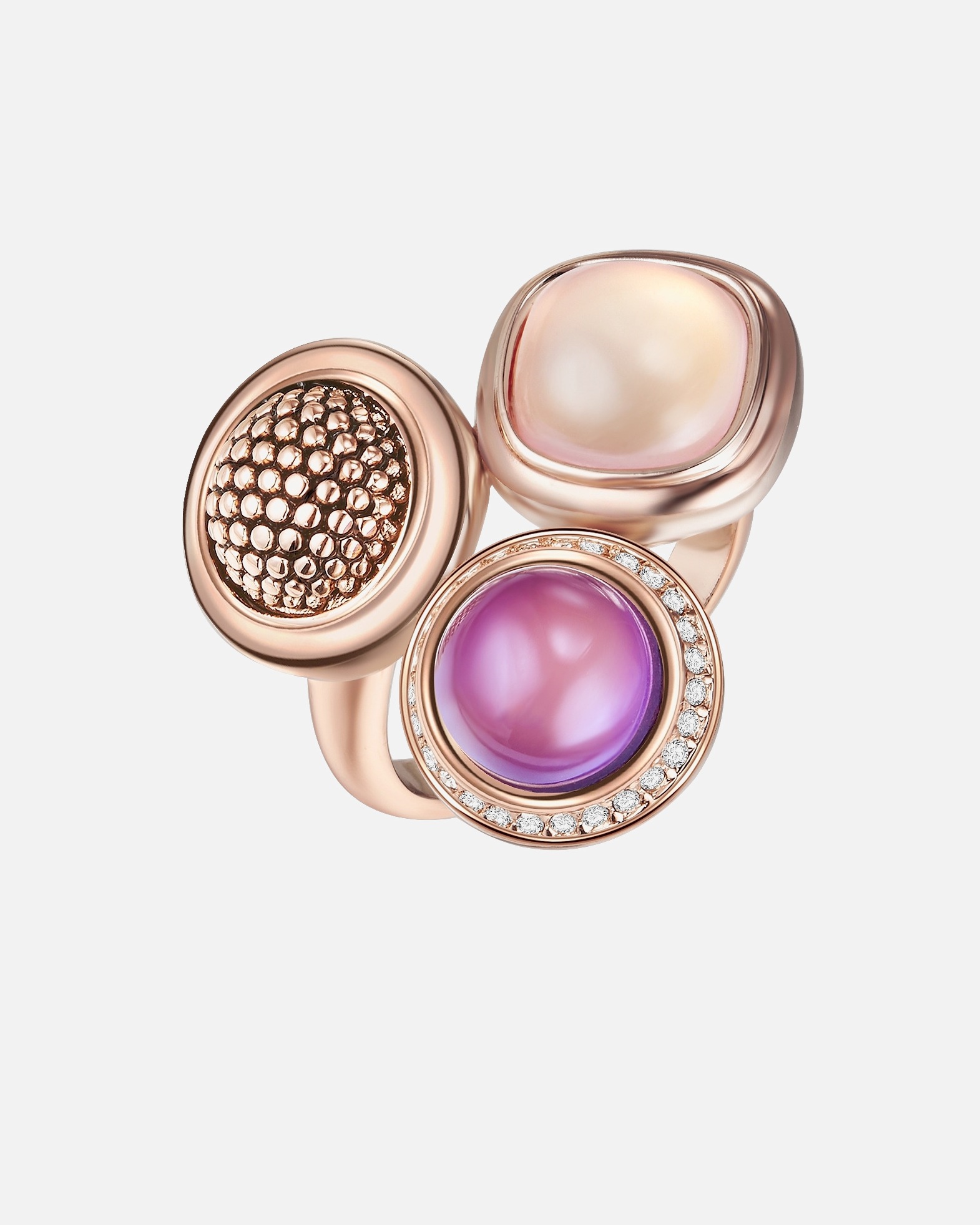 Ring für Weiblich Lulu & Jane Ring Metall-Legierung Glas in Roségold 50