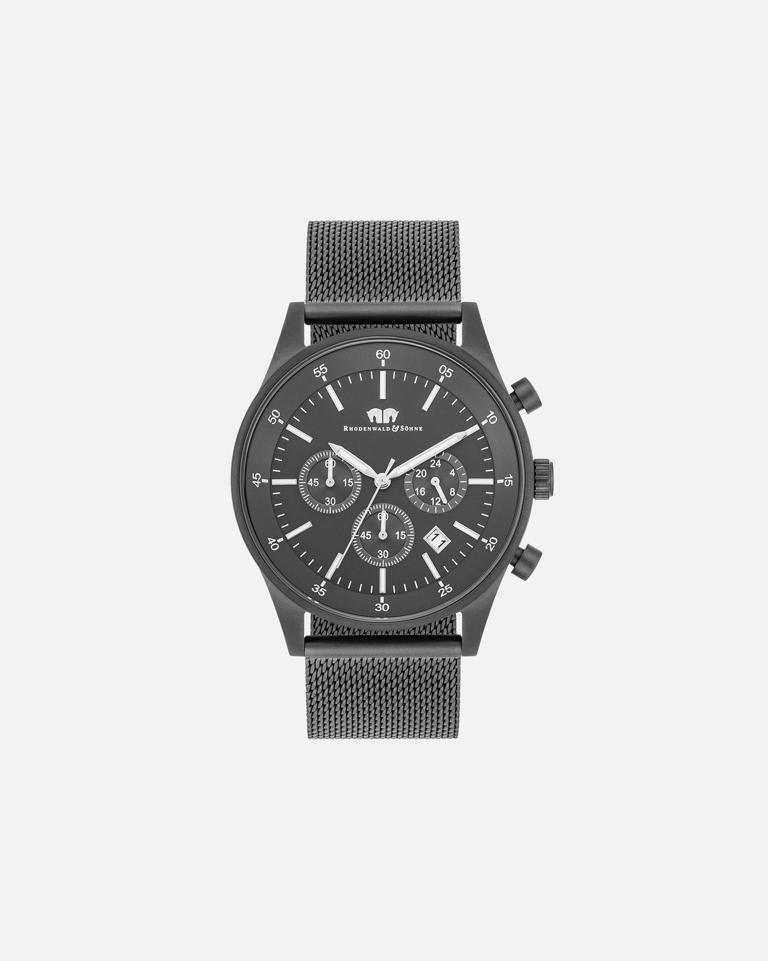 Uhr für Männlich Rhodenwald & Söhne Armband-Uhr Goodwill aus Edelstahl in grau 43,0 mm