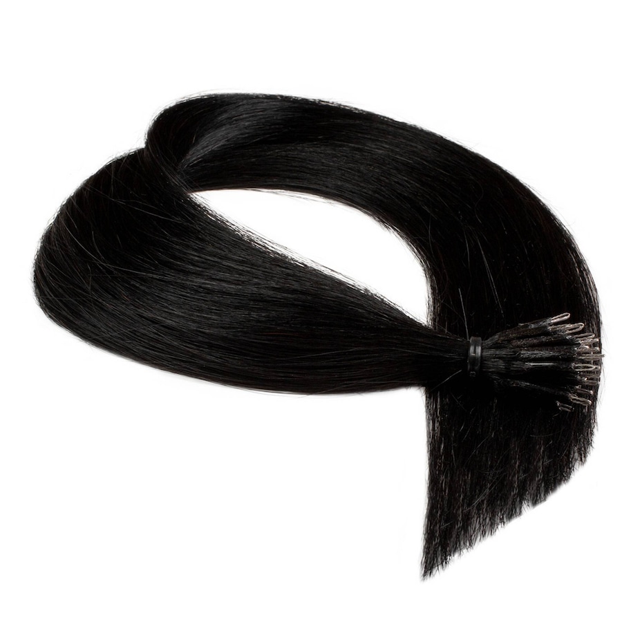 hair2heart Nanoring Extensions Premium Echthaar #4/0 Mittelbraun 0,8g 60cm Schwarz Damen
