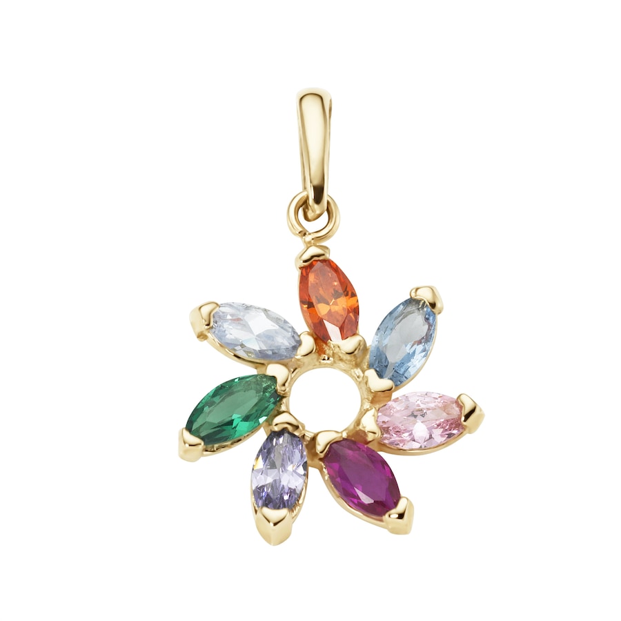 Luigi Merano Anhänger Blüte mit bunten Zirkonia, Gold 375 Onesize
