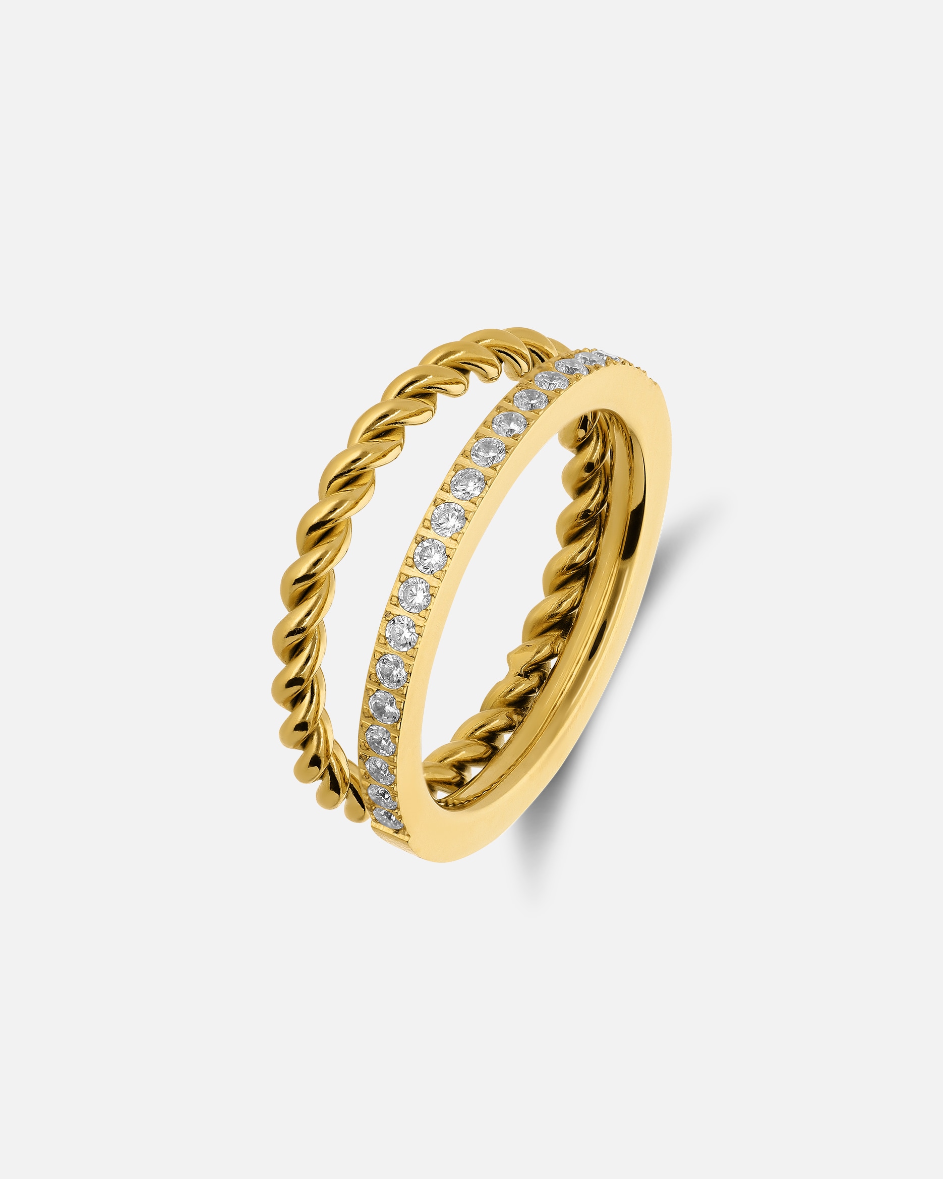 Ring für Weiblich Lucardi Ring - Stahl Gold - 60mm