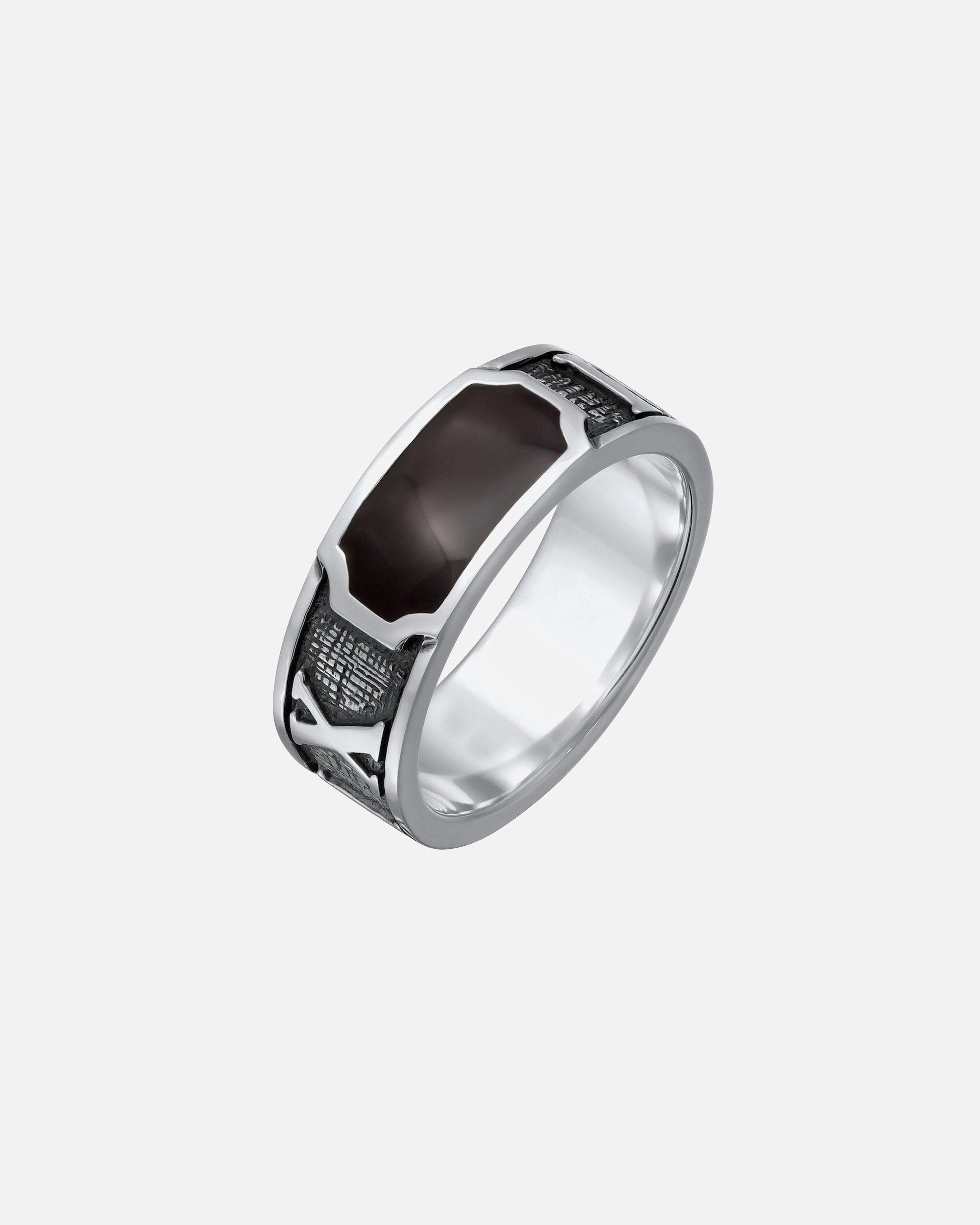 Ring für Männlich KUZZOI Siegelring Römische Zahlenfolge Emaille 925 Silber 60