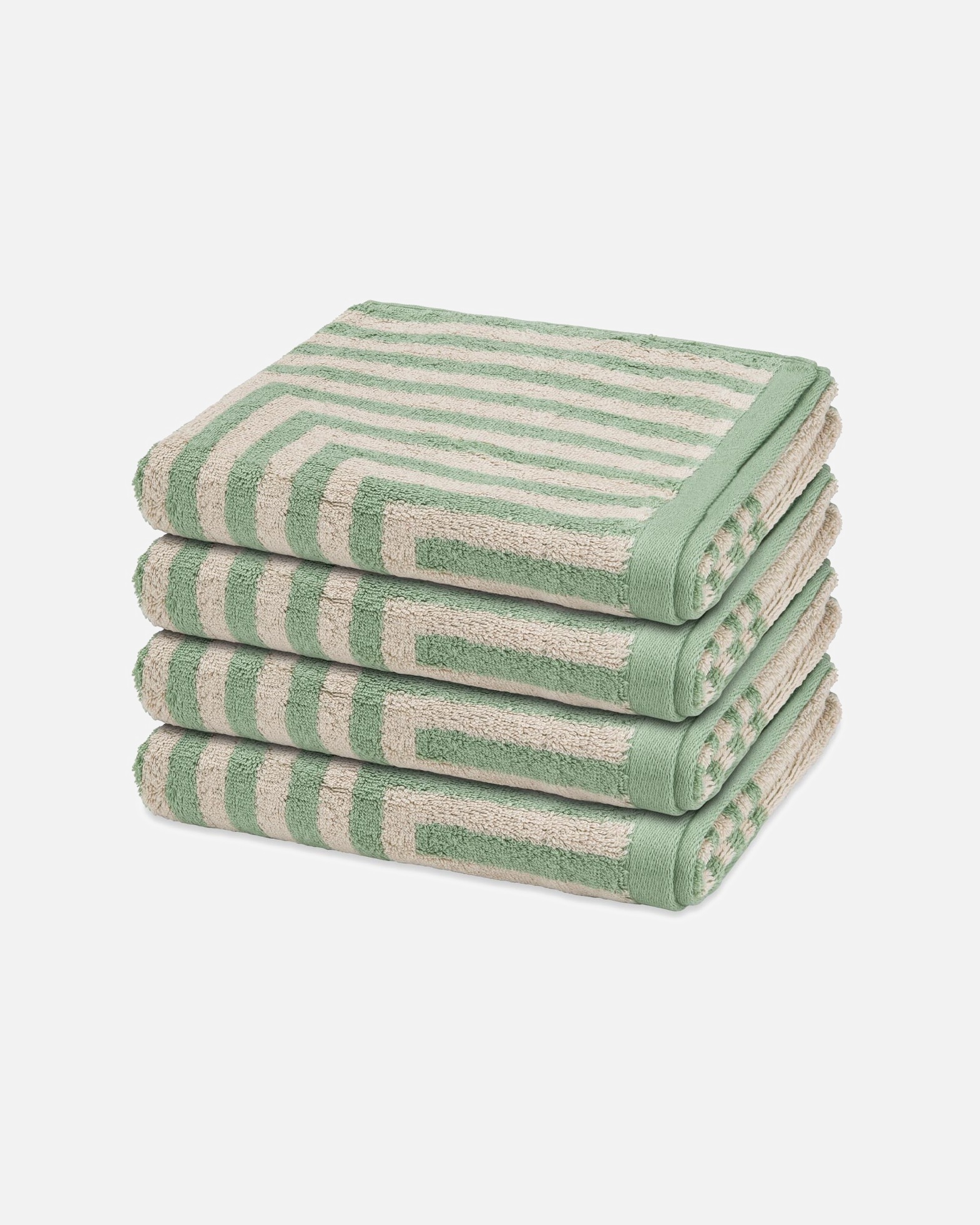 Handtuch für Unisex ROSS Handtuch-Set Grafik (4er Set) Grün / creme