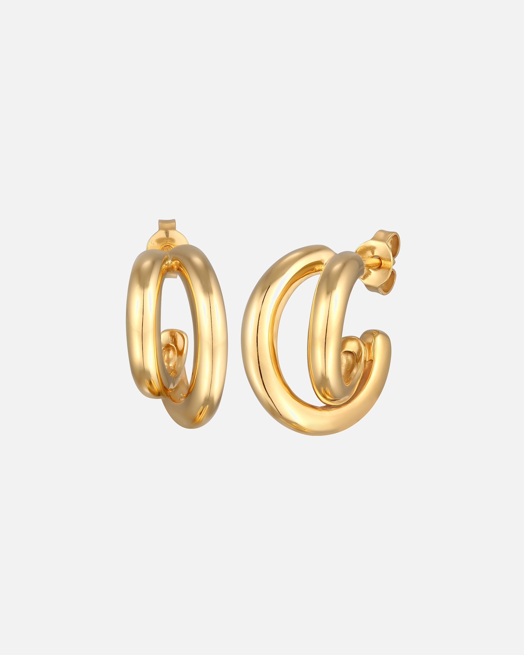 Ohrringe für Weiblich Elli PREMIUM Stecker Creole Halbcreole Rund 925 Silber goldfarben