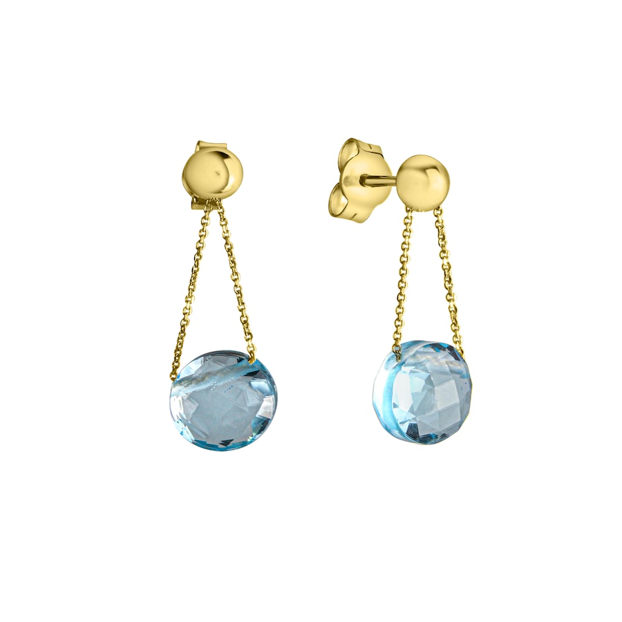 Celesta Ohrring 375/- Gold Blautopas beh. blau gelb vergoldet Weiss Damen