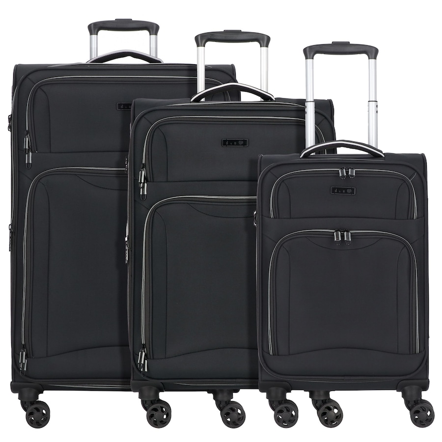 d & n Travel Line 9204 4 Rollen Kofferset 3-teilig mit Dehnfalte schwarz Schwarz Herren