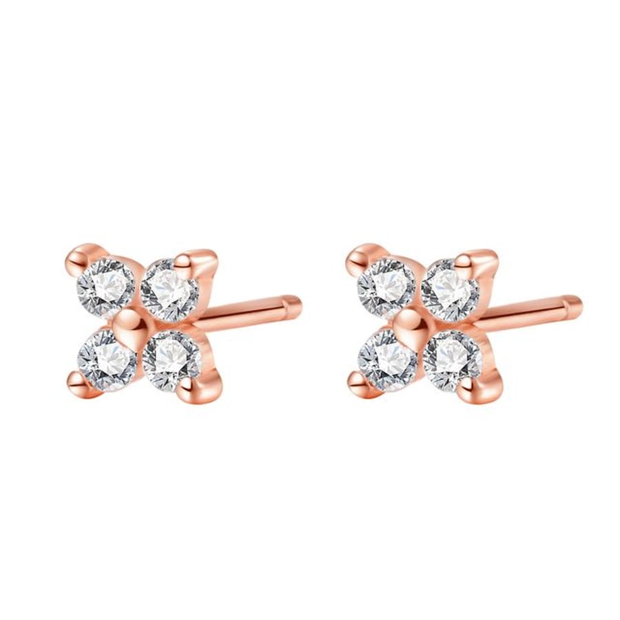 Hey Happiness Ohrstecker mit Gänseblümchen aus 925er Sterlingsilber Rosegold Nude Damen