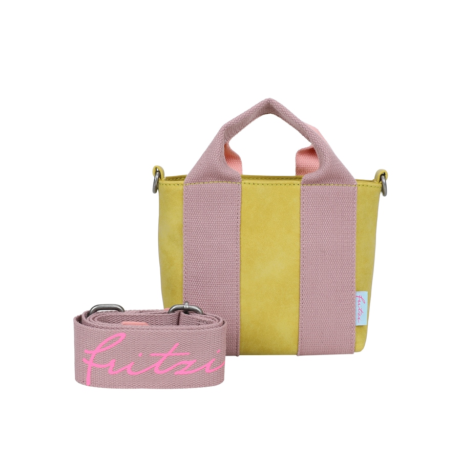 Fritzi aus Preußen Crosstasche Bini Jive Blackini mit breiten Webbing-Schulterriemen gelb Pink Damen