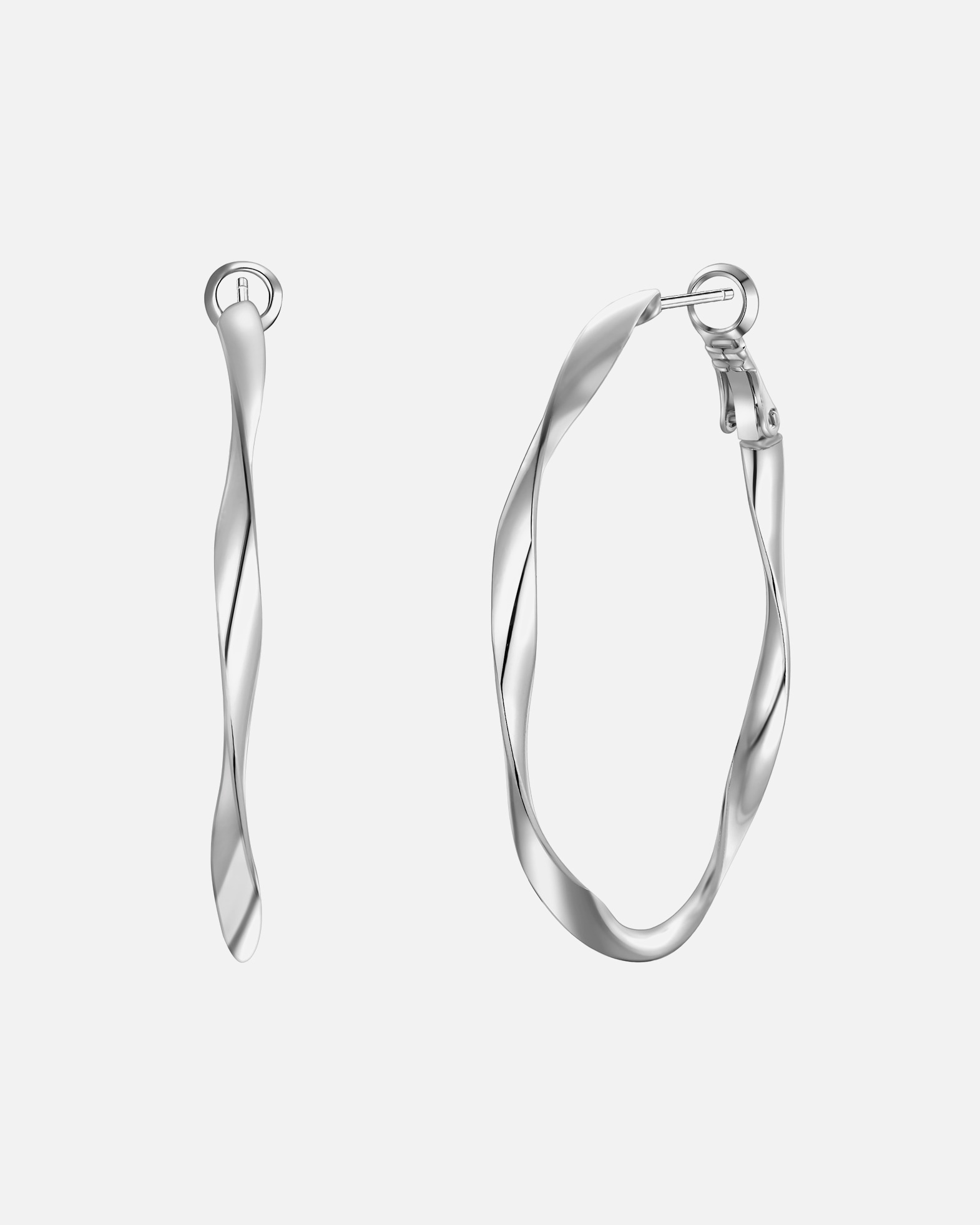 Creolen für Weiblich Yokoamii Creolen aus Messing in silber 44,7 mm