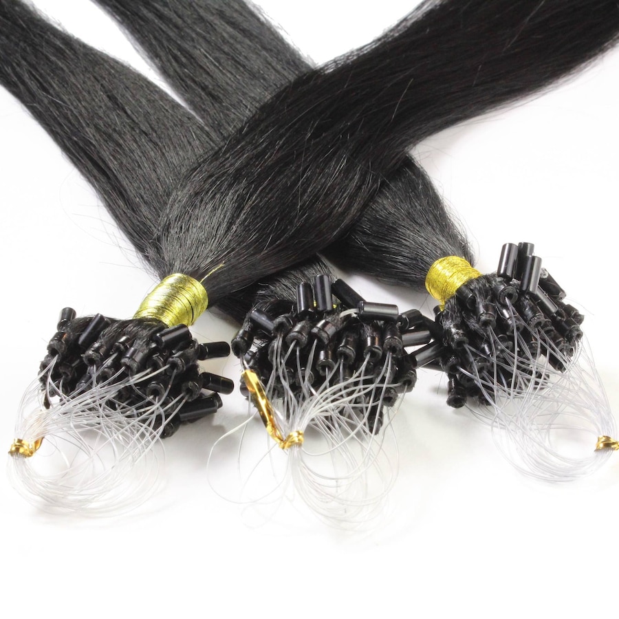 hair2heart Microring Extensions Echthaar #2/0 Schwarz 0.5g 40cm Damen