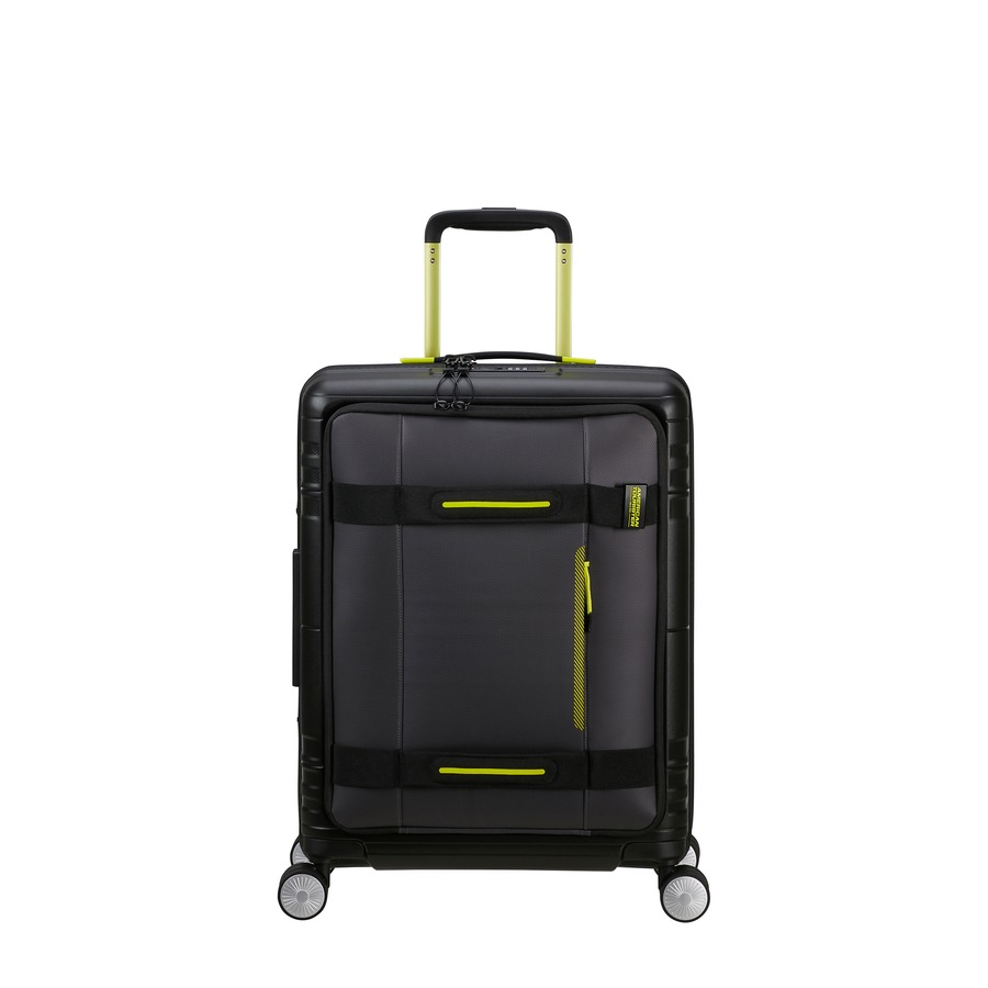 American Tourister Handgepäck-Trolley Hello Cabin Spinner 55 Expandable Coated Black Lime