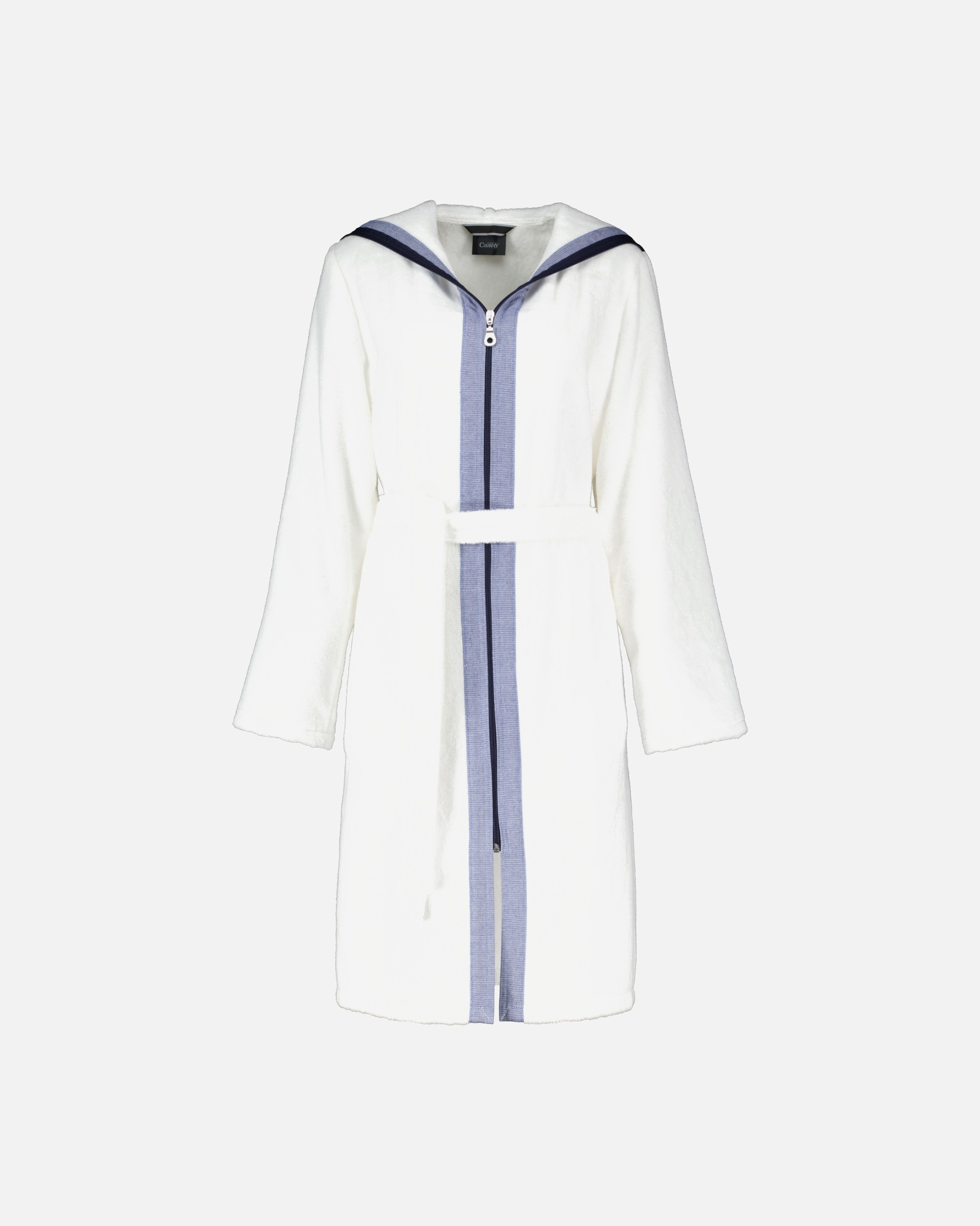 Bademantel für Weiblich Cawö Cawö Bademäntel Damen Reißverschluss Breton 6598 weiß - 600 XL