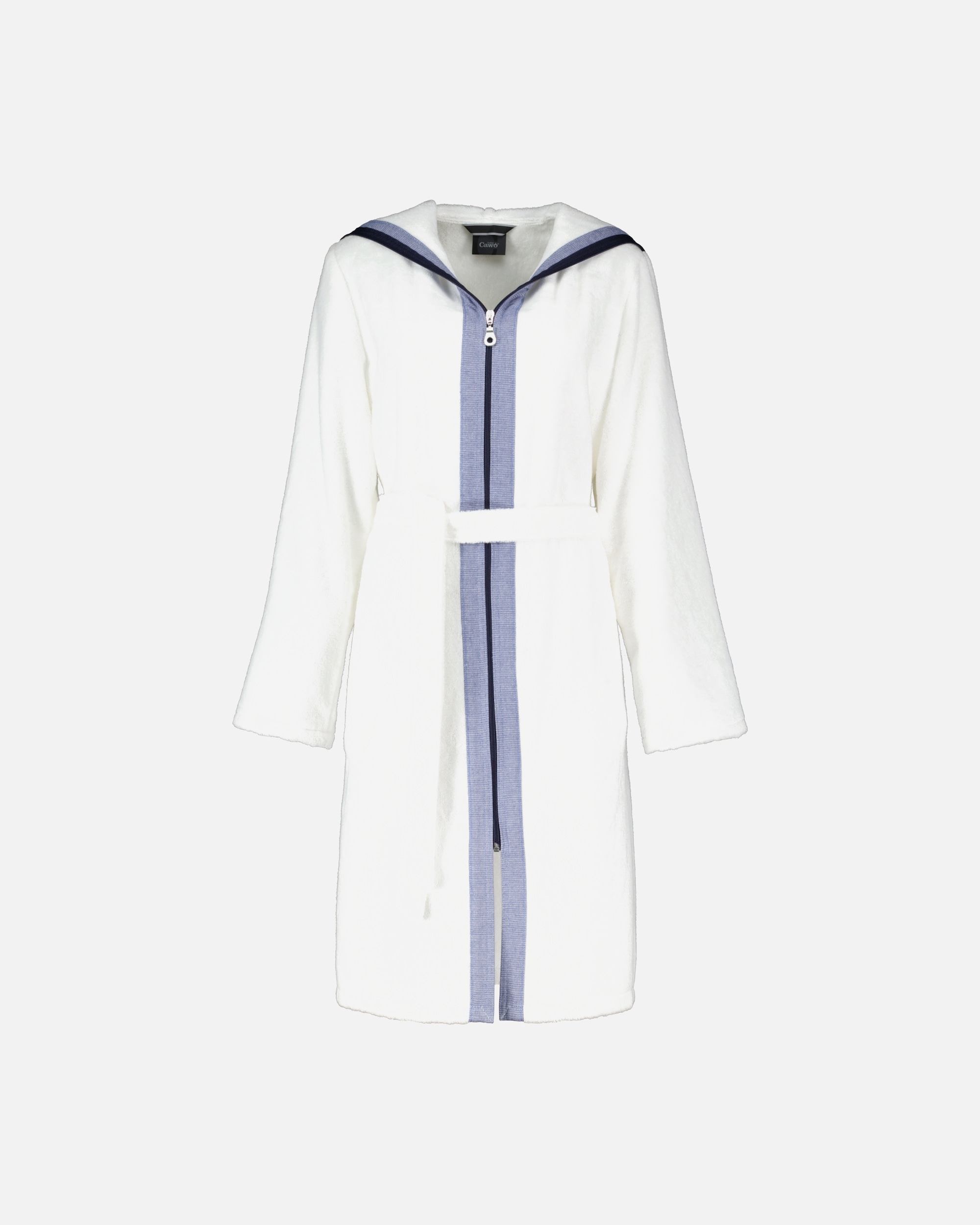 Bademantel für Weiblich Cawö Cawö Bademäntel Damen Reißverschluss Breton 6598 weiß - 600 M