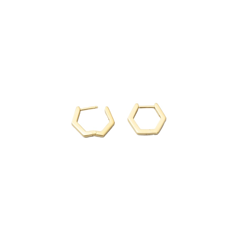 fejn Ohrringe Hexagon Huggie nachhaltiger Echtschmuck Gold Damen