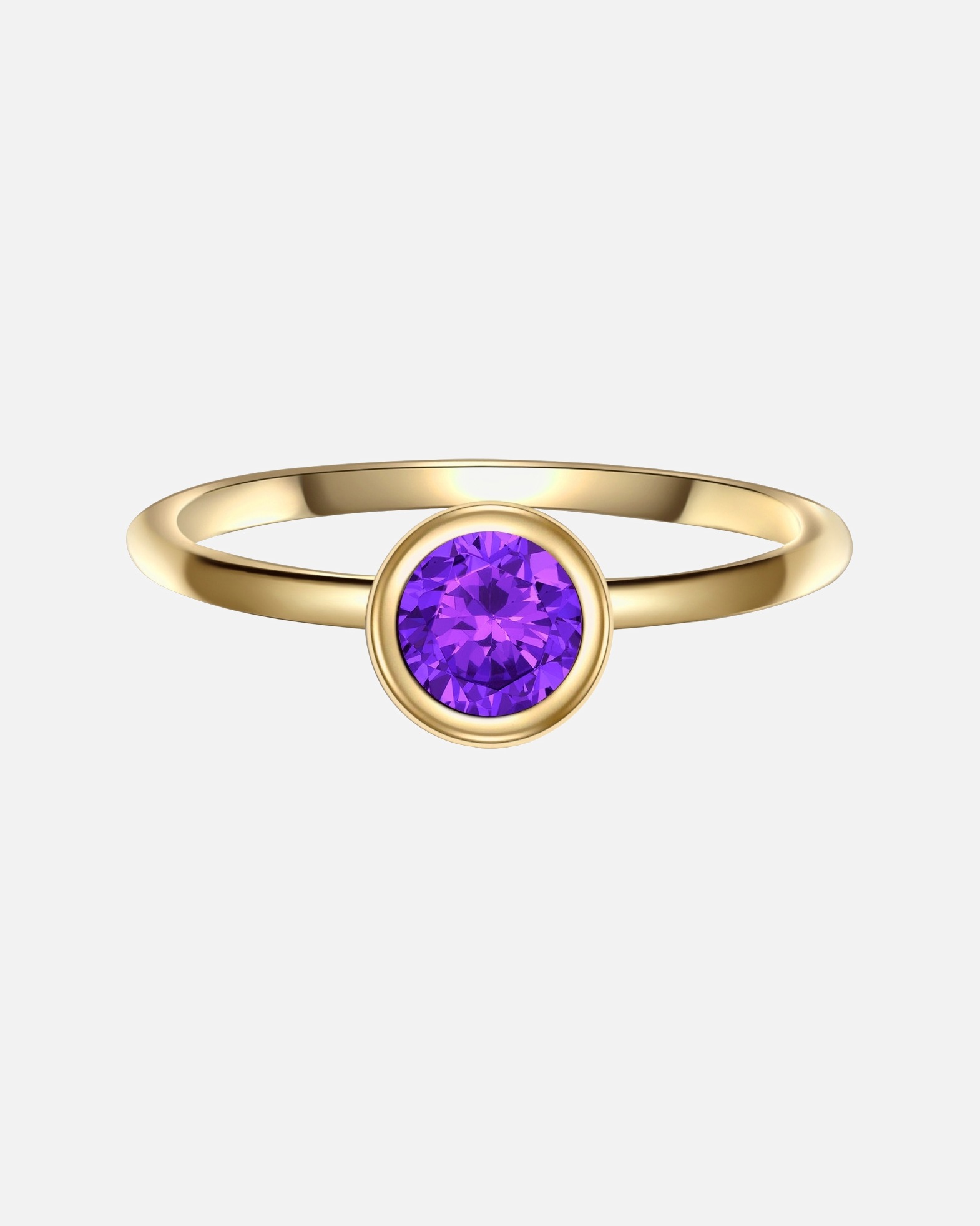 Ring für Weiblich Glanzstücke München Ring Sterling Silber Amethyst in Gelbgold 48