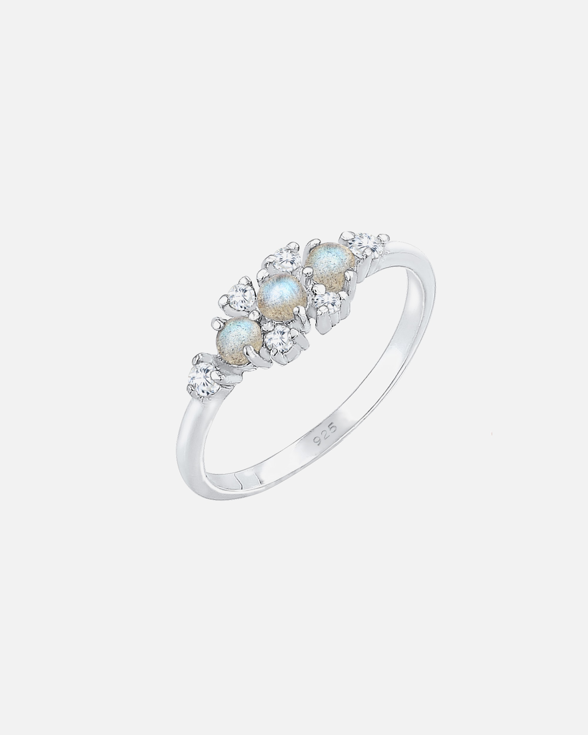 Ring für Weiblich Elli Bandring Labradorit Edelstein Zirkonia 925 Silber 52