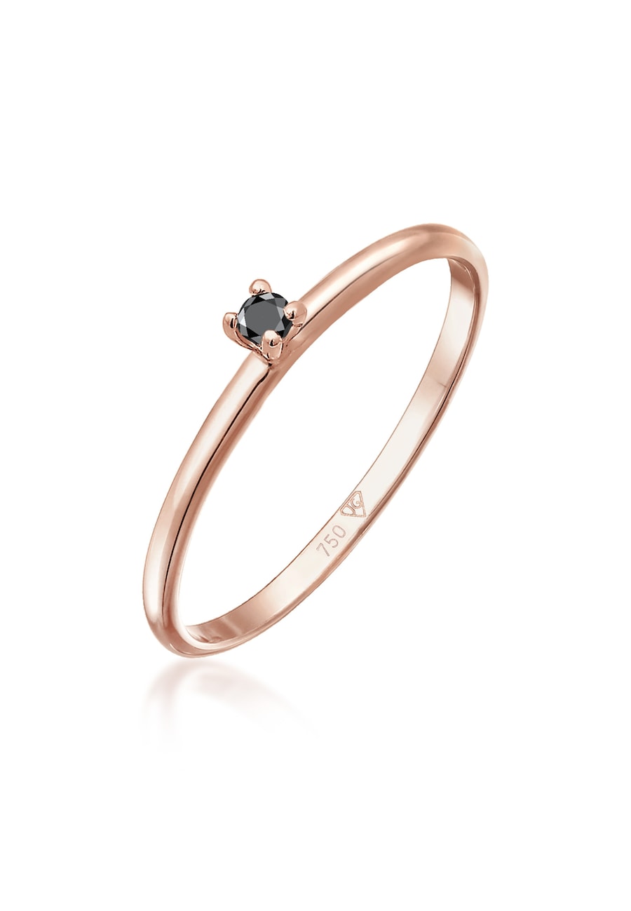 Elli DIAMONDS Solitär Schwarzer Diamant (0.015 ct) 750 Roségold 58 Damen