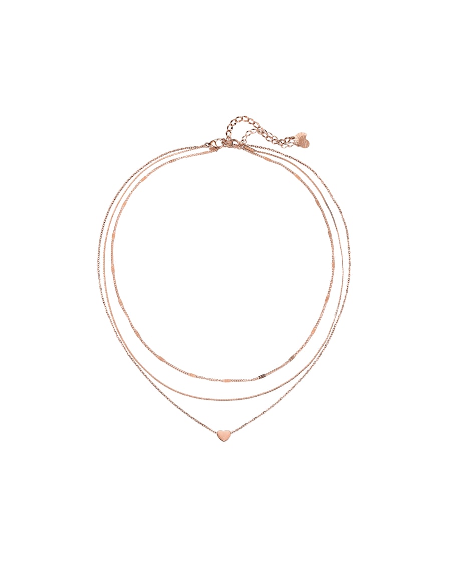 Hey Happiness Layering Ketten-Set mit Herzanhänger Rosegold Damen