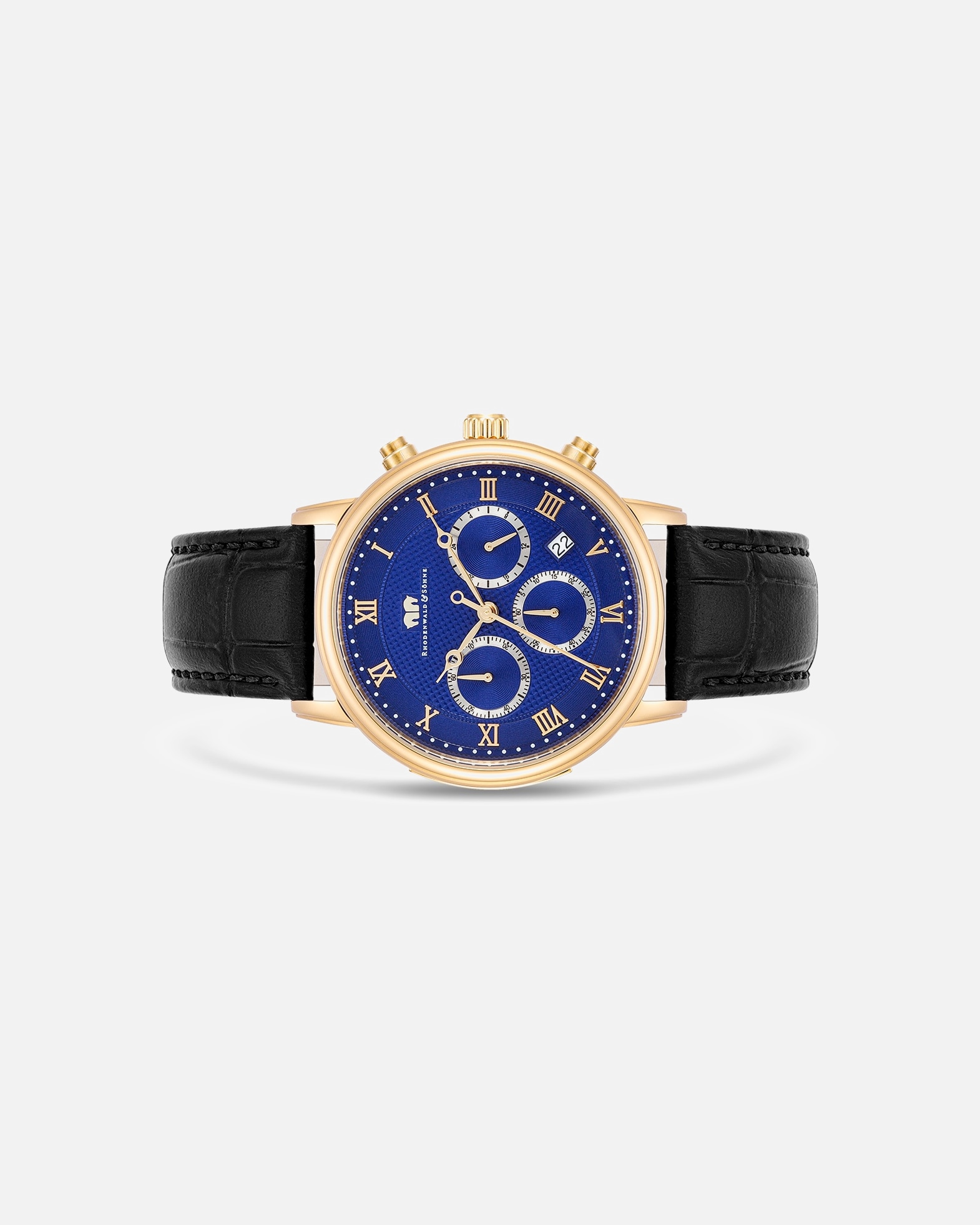 Uhr für Männlich Rhodenwald & Söhne Armband-Uhr Moonlight aus Echtleder in schwarz 40,0 mm